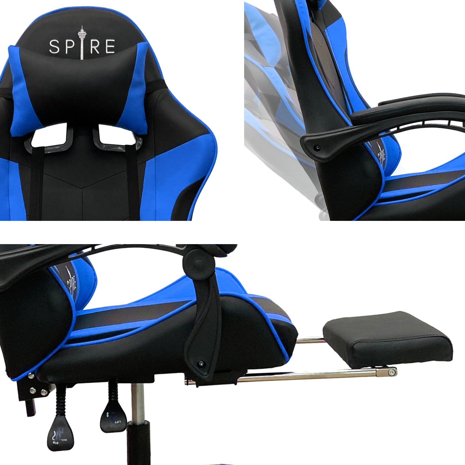 Spire Zinc Blue And Black Adjustable Gaming/office Chair
