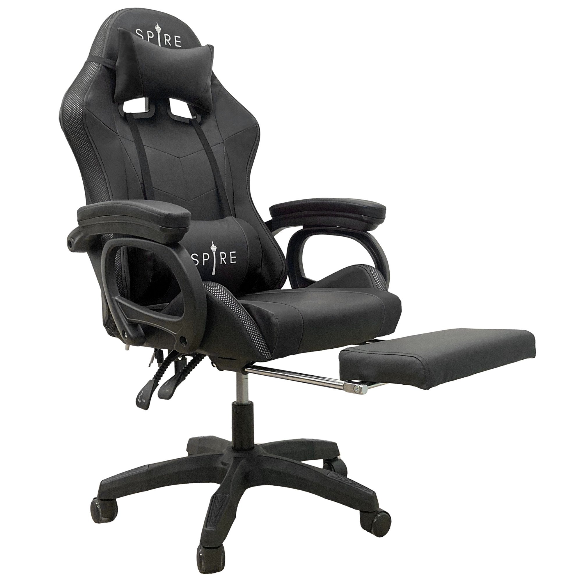 Spire Onyx Led Massage Gaming Chair - Black