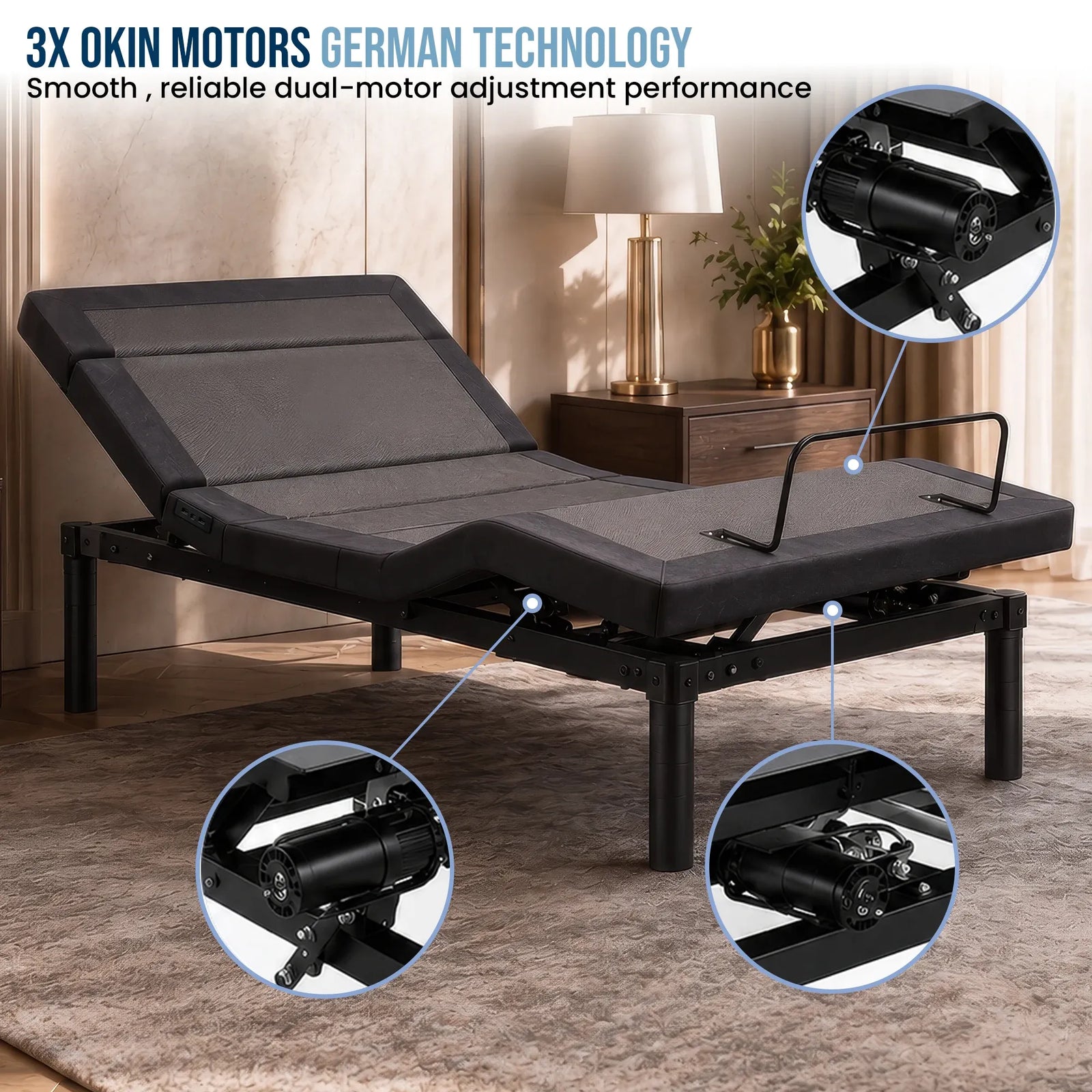 Kinetic Advance Adjustable Long Single Bed Base with Head Tilt