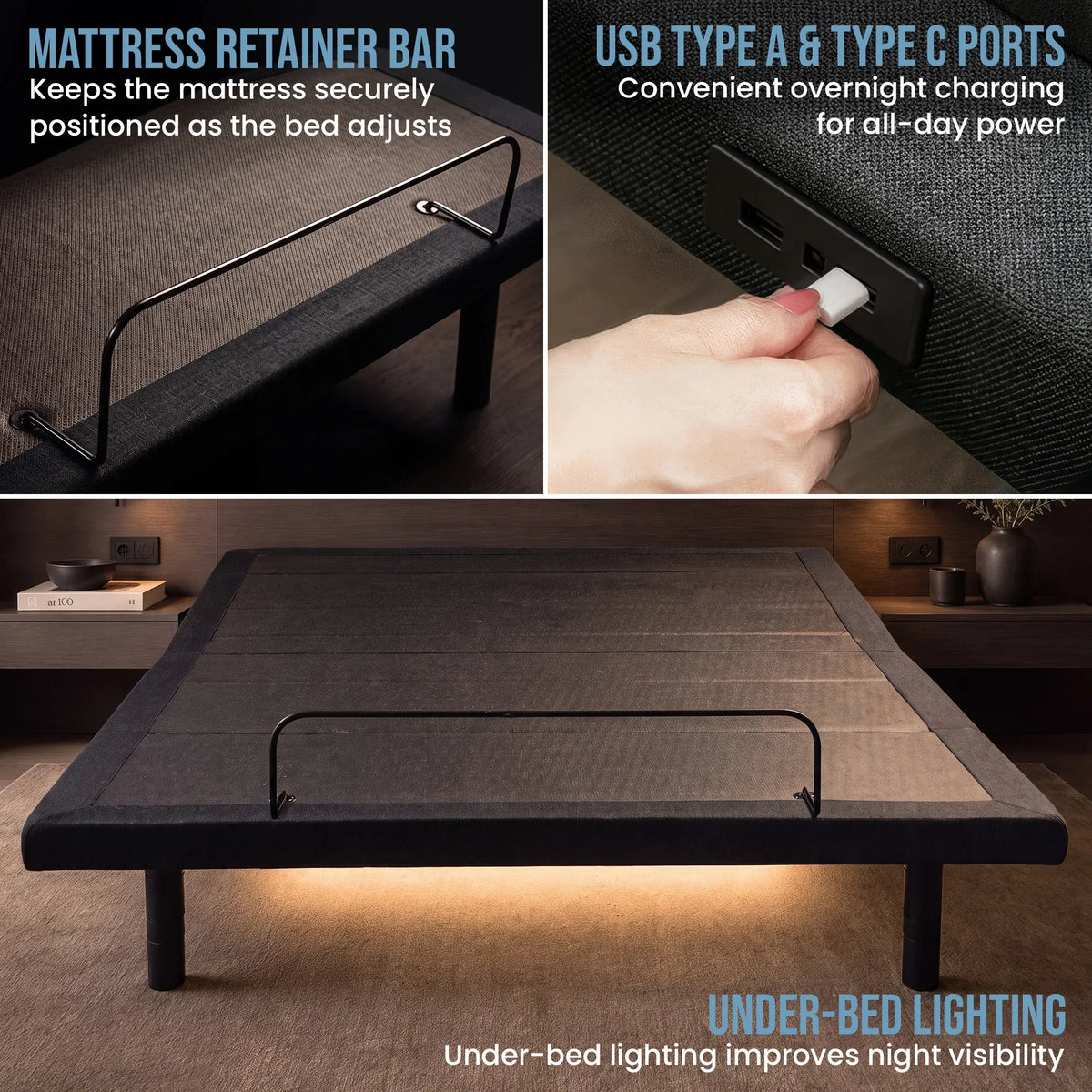 Kinetic Advance Adjustable Queen Bed Base with Head Tilt Function
