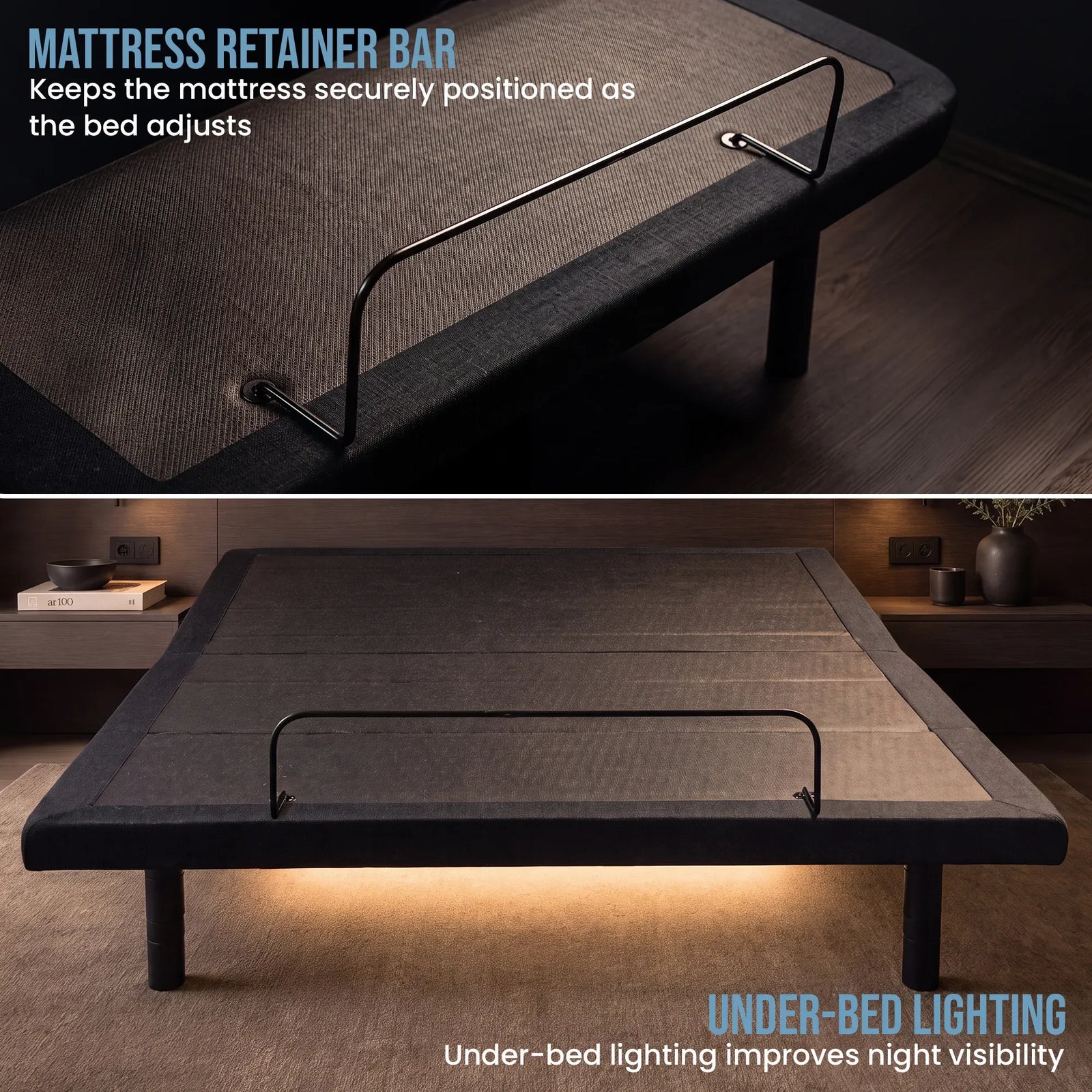 Motion Adjustable Queen Bed Base with Wireless Remote