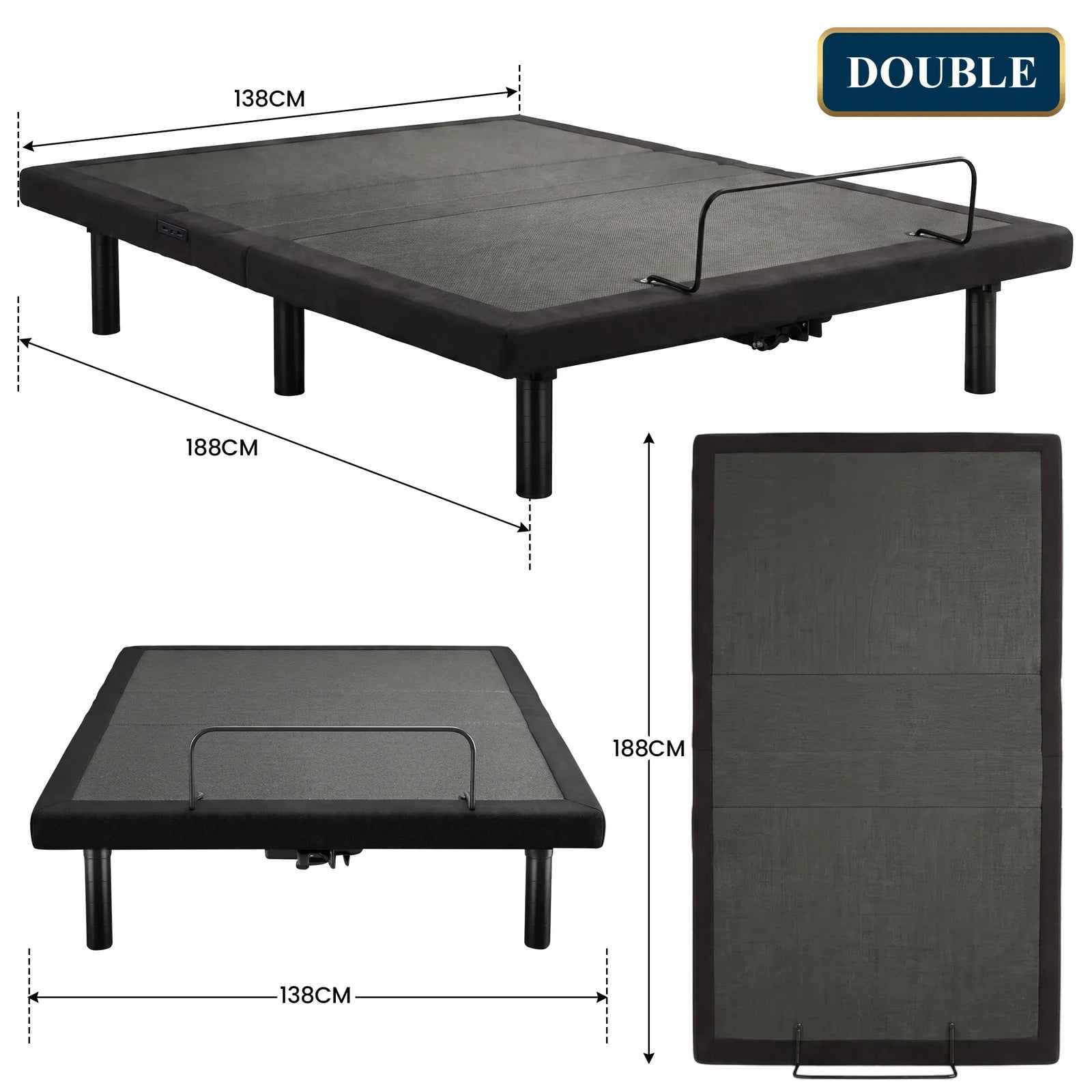 Versa Adjustable Double Bed Base with Massage Function