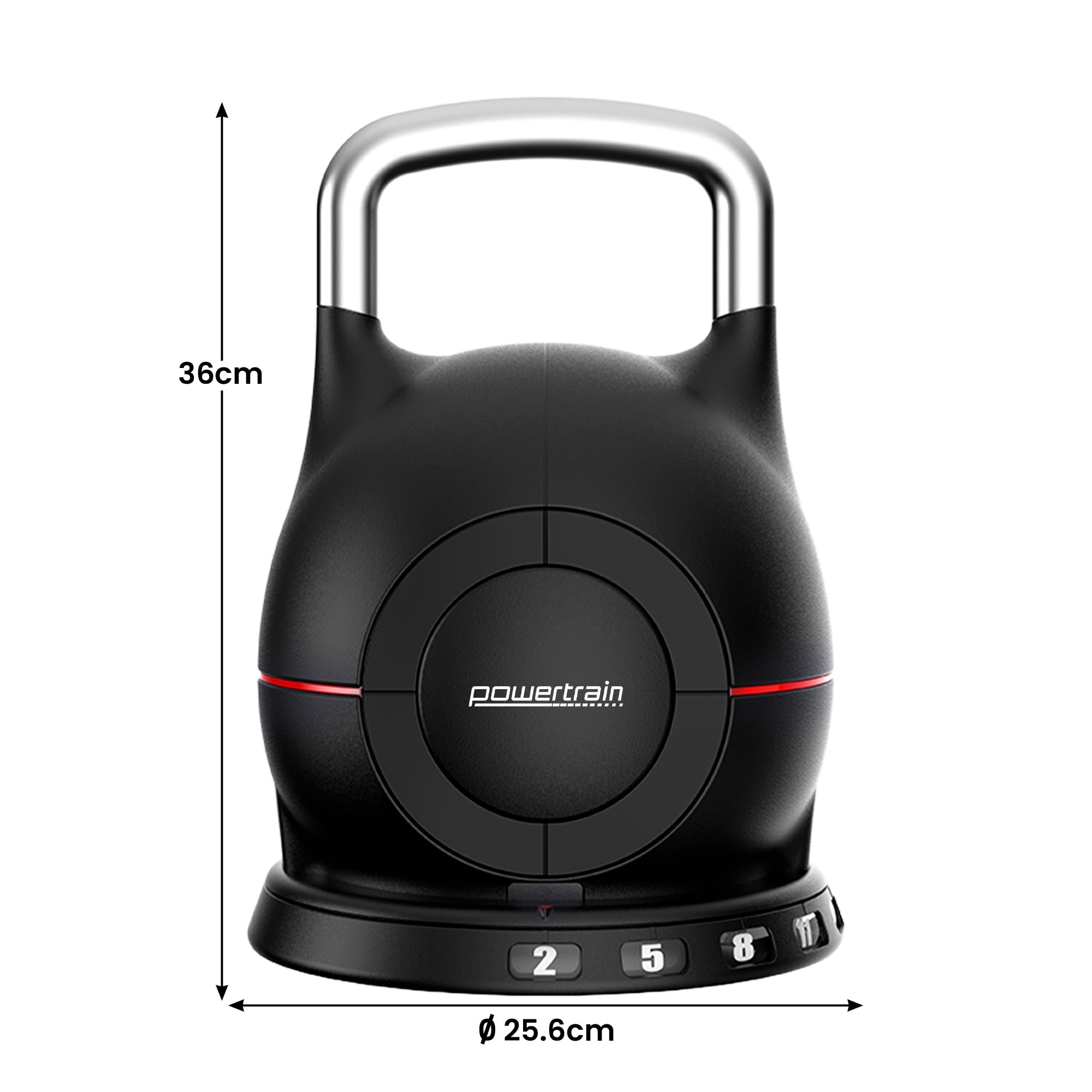 Powertrain 2x 20kg Adjustable Kettlebell Pair Quick Adjust Weight Set for Home Gym Strength & Fitness Workout