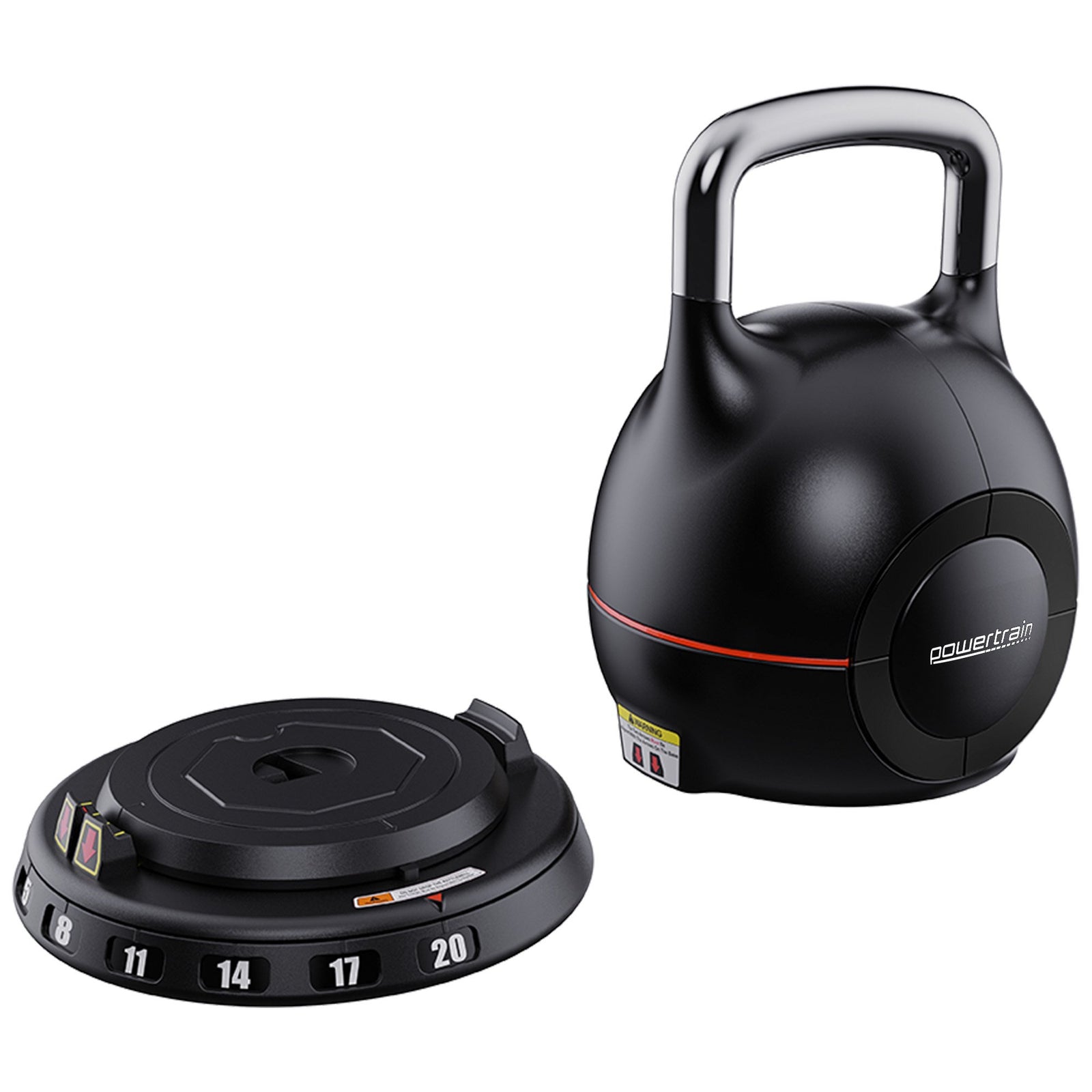 Adjustable Kettlebell 20kg 7 in 1 Weight Selection Set w/Quick One Hand Adjustment Secure Locking System