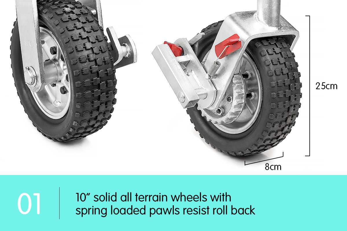 10in Ratchet Trailer Boat and Caravan Jockey Wheel, 350kg Static Capacity