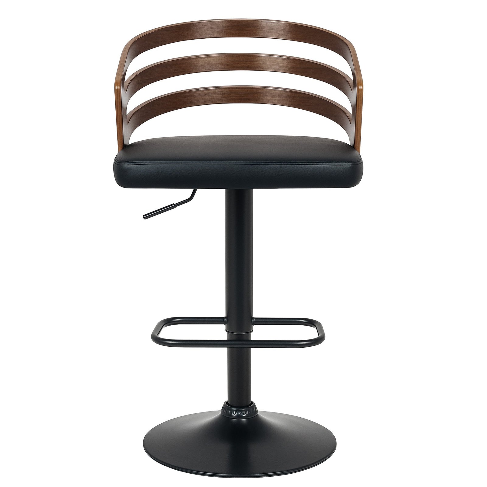 Set Of 2 Bentwood Walnut Barstool Adjustable Height Swivel Footrest