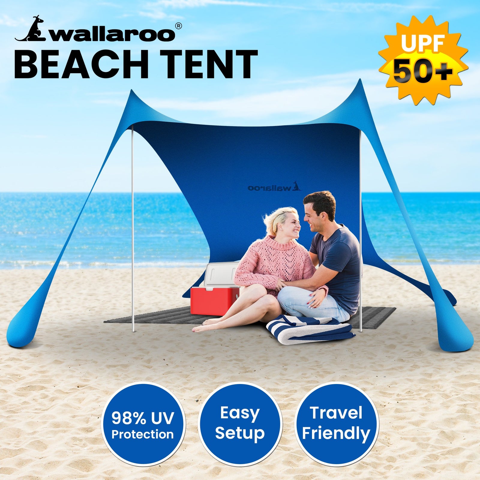 Beach Tent Canopy Sunshade 2m X 2m - Blue