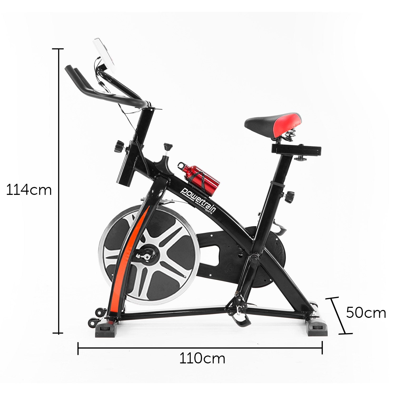 Powertrain Home Gym Flywheel Exercise Spin Bike - Black