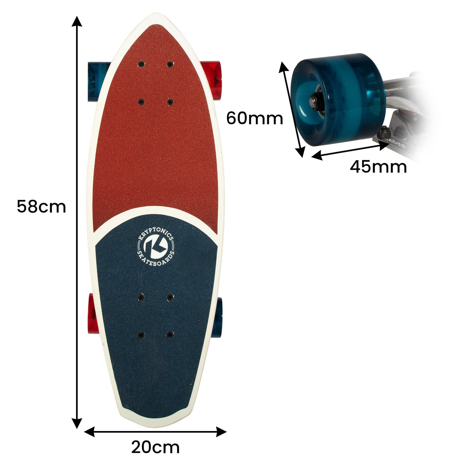 Kryptonics 23-inch Mini Fat Cruiser Board In Liberty Blue