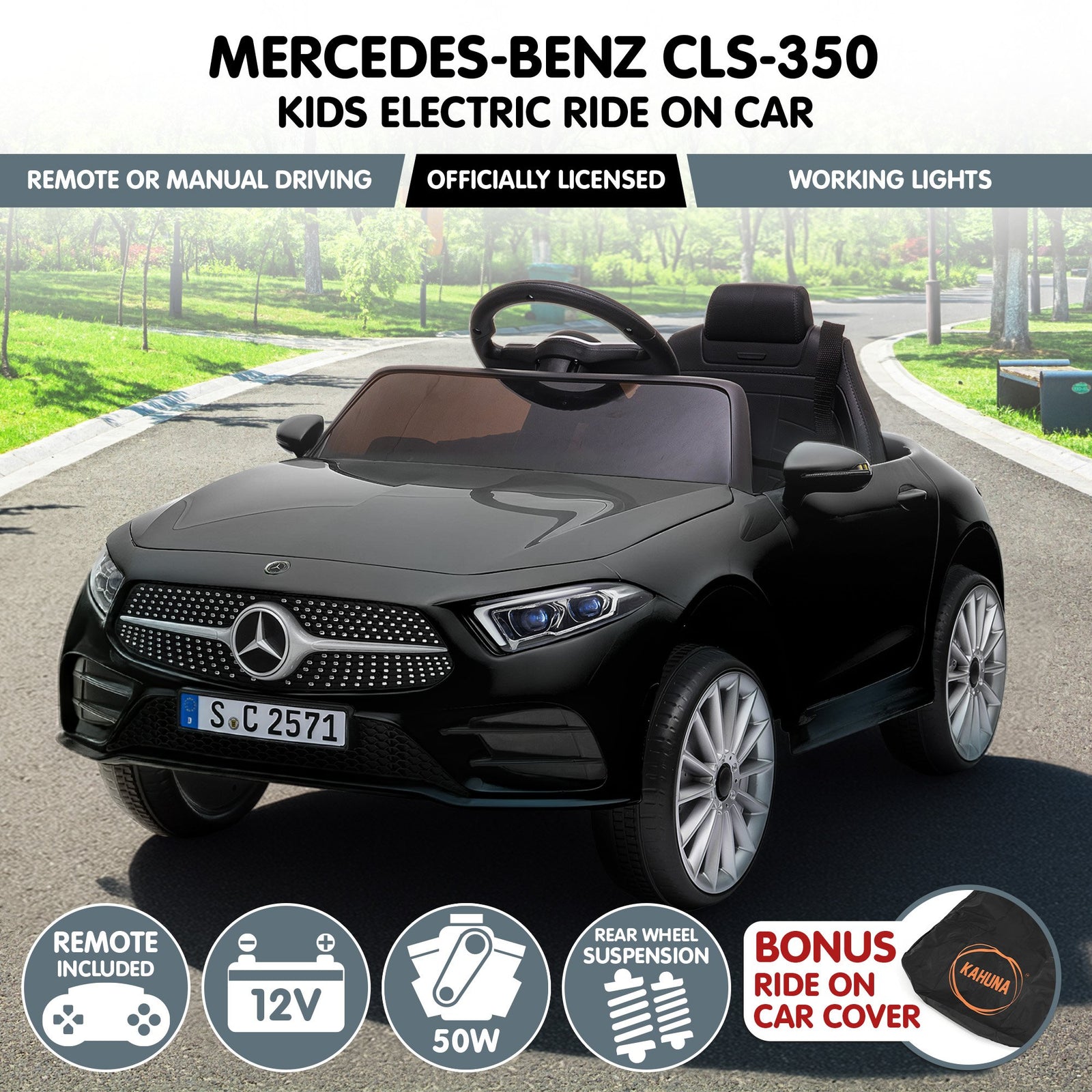 Mercedes Benz CLS 350 Kids Electric Ride On Car with Remote Control - Black