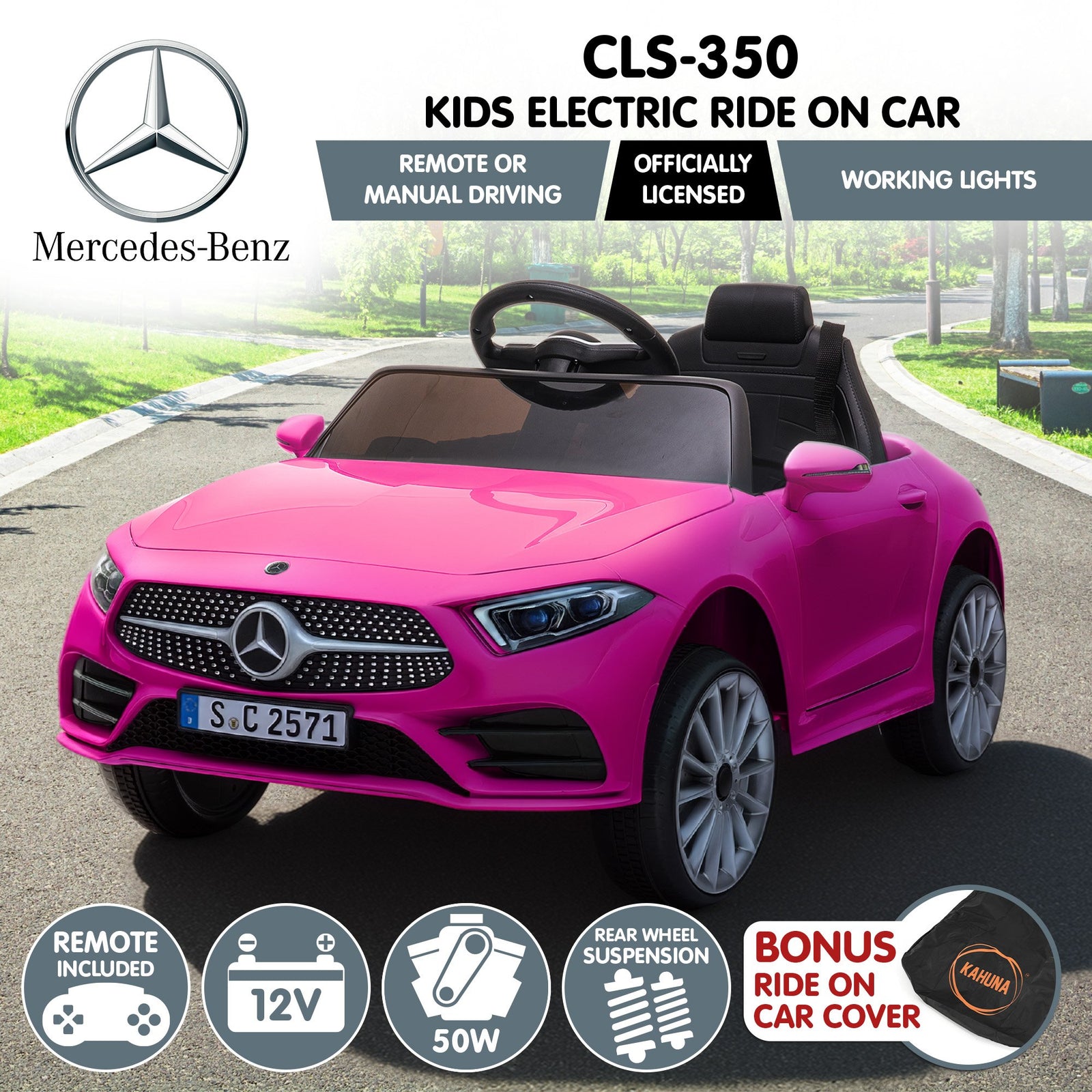 Mercedes Benz CLS 350 Kids Electric Ride On Car with Remote Control - Pink