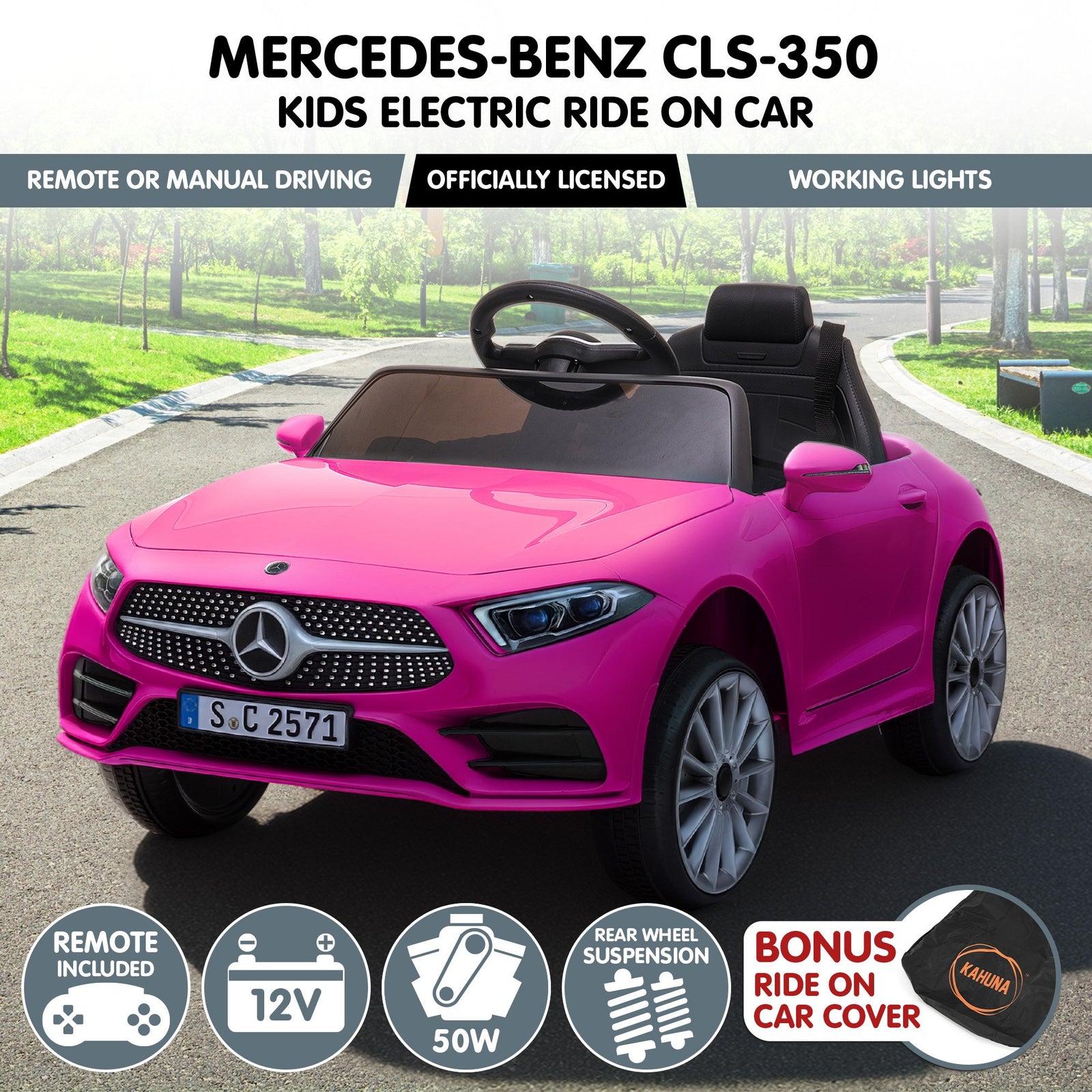 Mercedes Benz CLS 350 Kids Electric Ride On Car with Remote Control - Pink