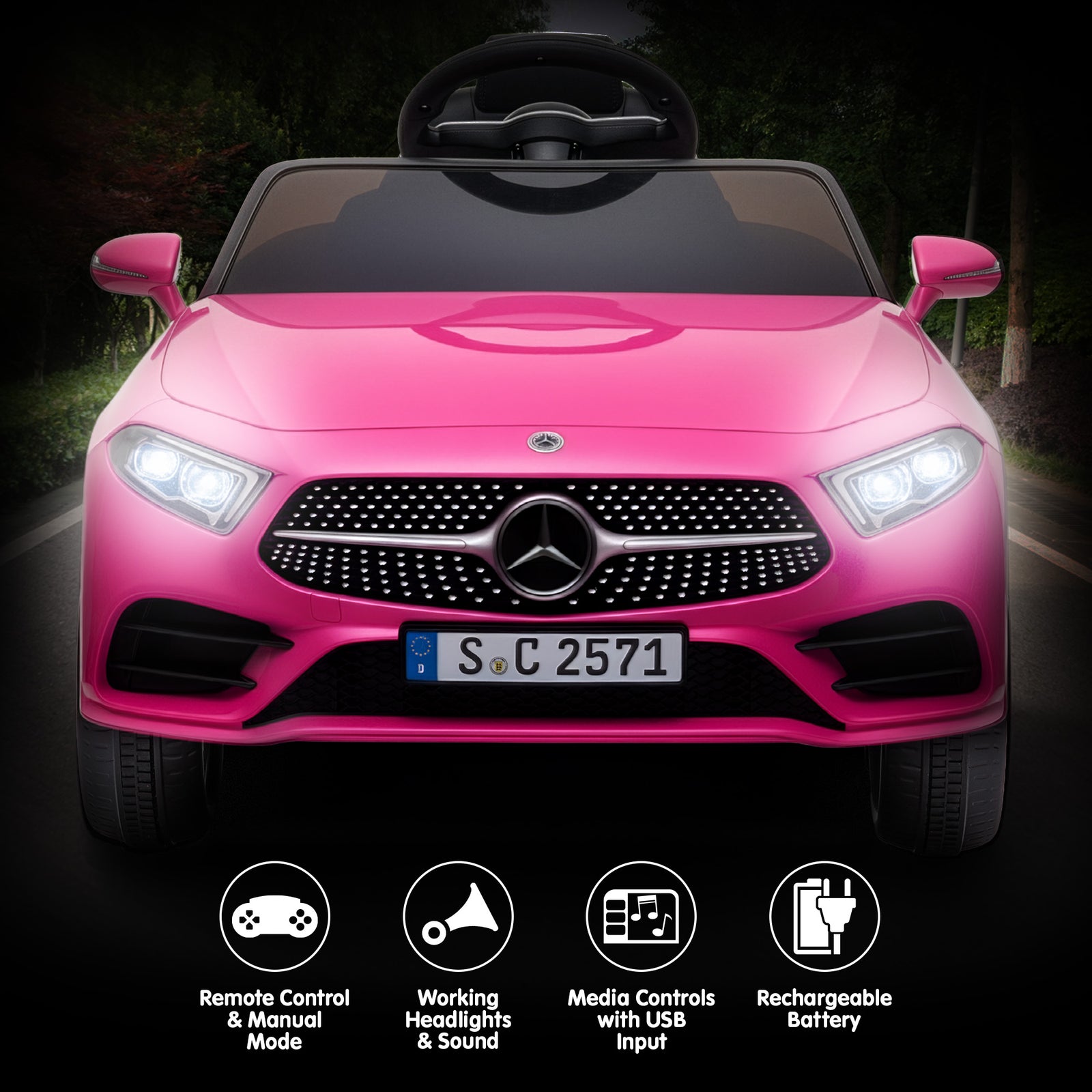 Mercedes Benz CLS 350 Kids Electric Ride On Car with Remote Control - Pink