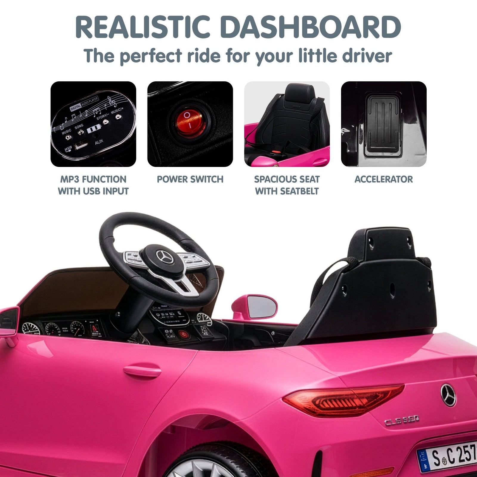 Mercedes Benz CLS 350 Kids Electric Ride On Car with Remote Control - Pink