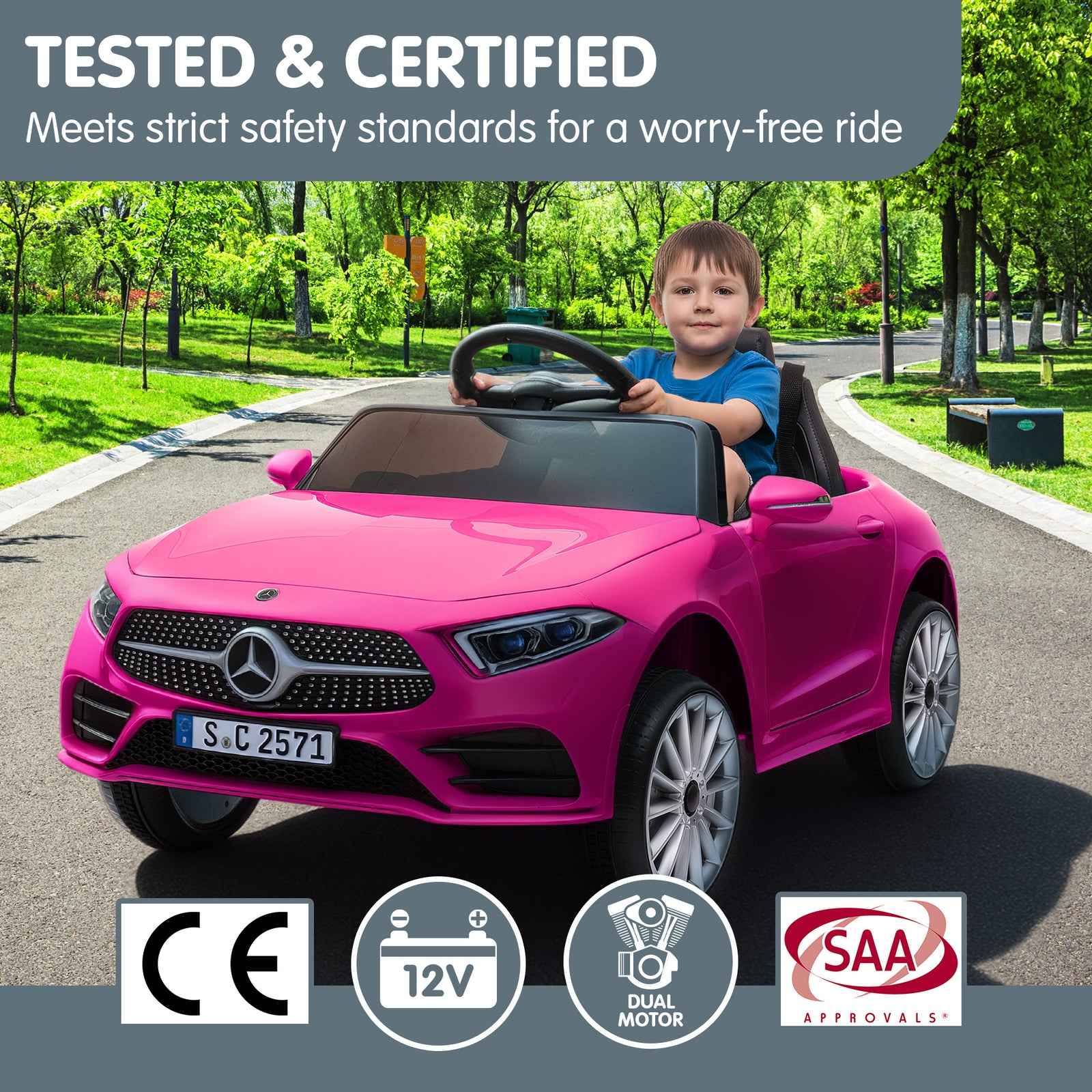 Mercedes Benz CLS 350 Kids Electric Ride On Car with Remote Control - Pink