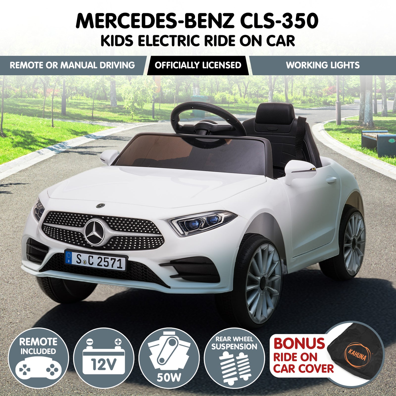 Mercedes Benz CLS 350 Kids Electric Ride On Car with Remote Control - White