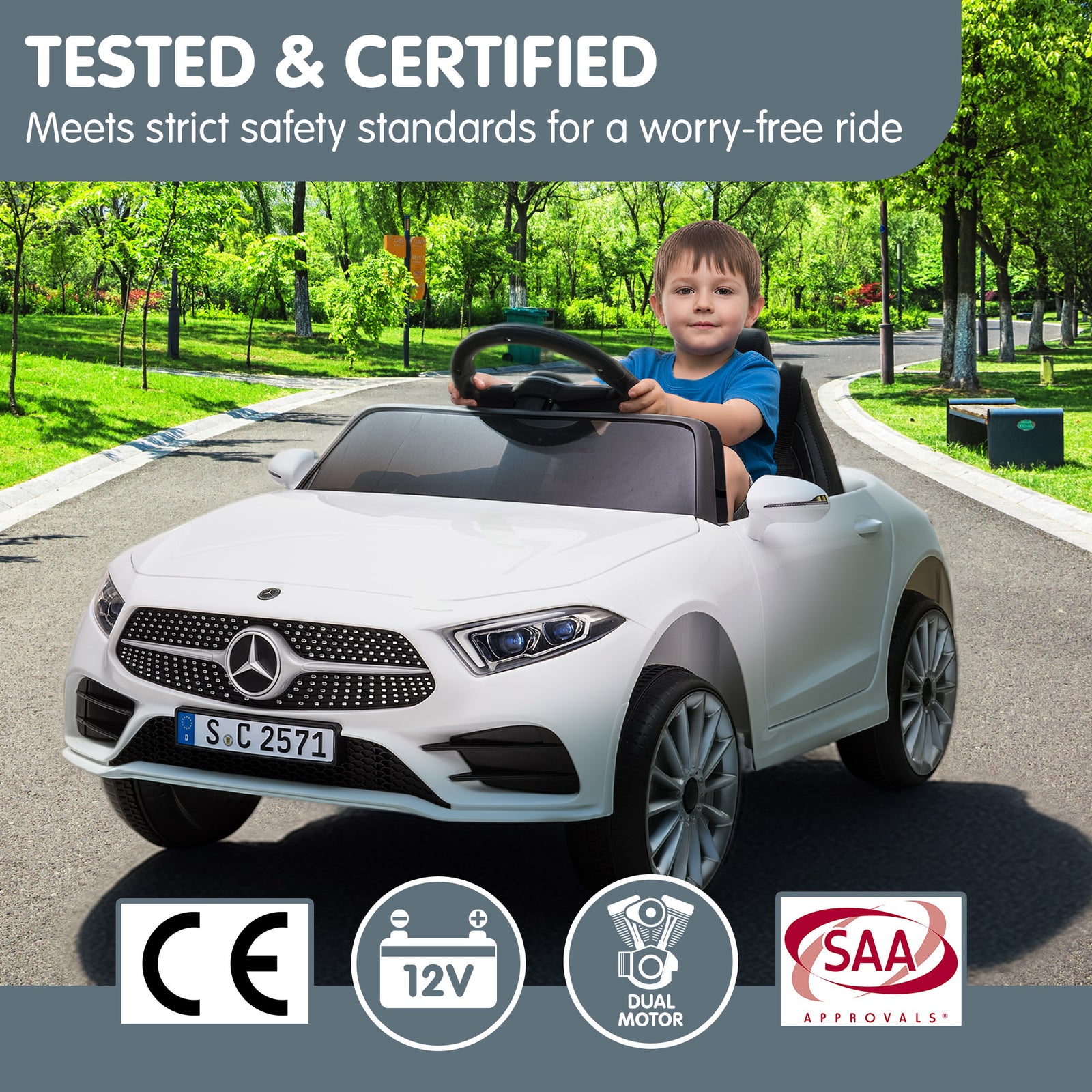 Mercedes Benz CLS 350 Kids Electric Ride On Car with Remote Control - White