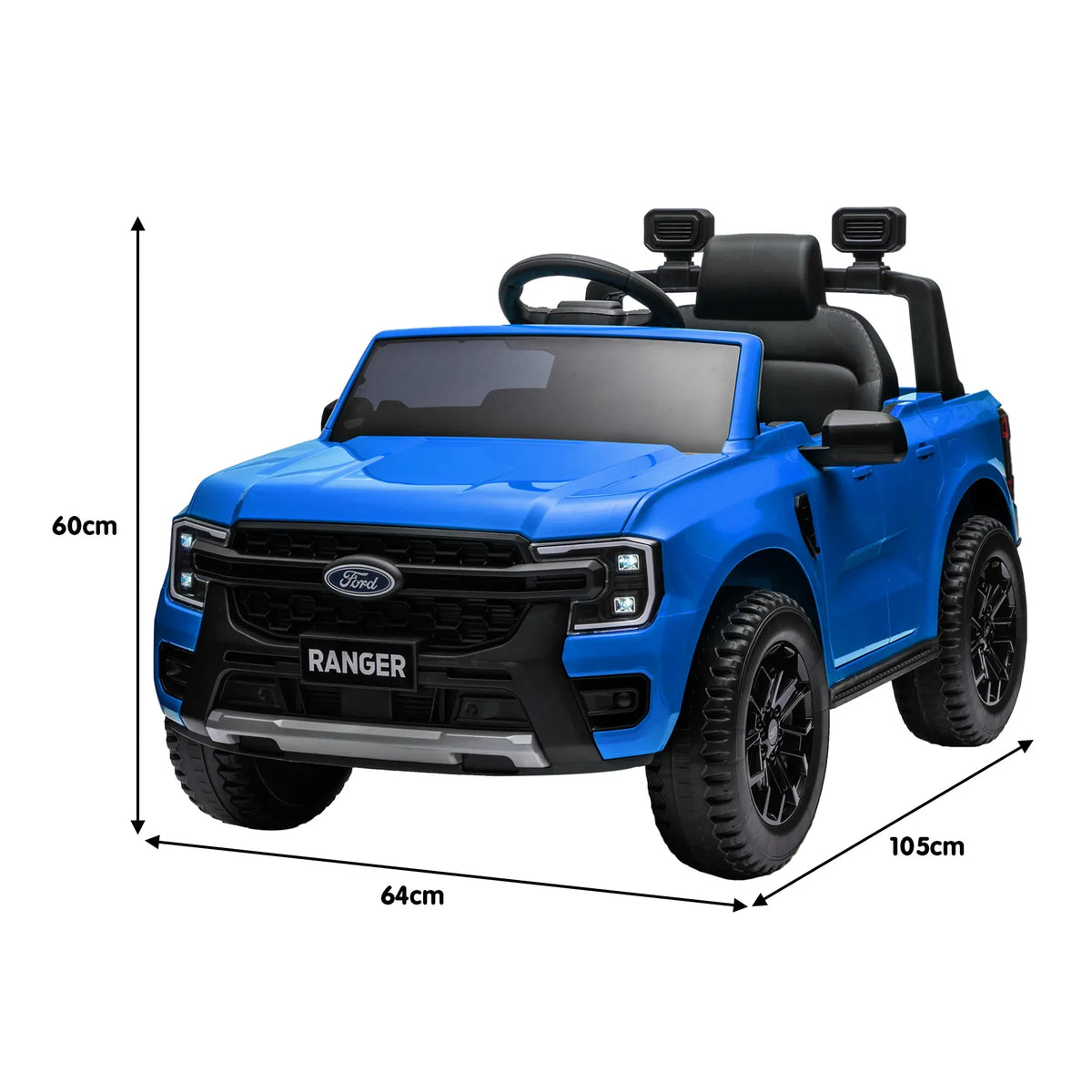 Ford Ranger Licensed Kids Ride On Car, Blue, 12V7AH Battery Pack
