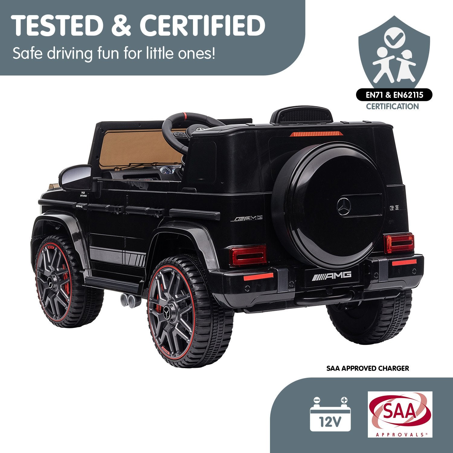 Kahuna Mercedes Benz AMG G63 Licensed Kids Ride On Electric Car Remote Control - Black