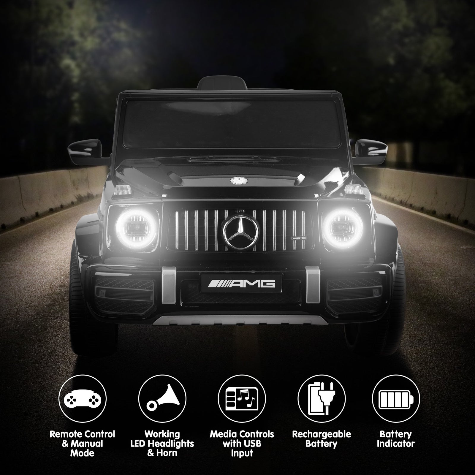 Mercedes Benz AMG Licensed G63 Kids Electric Ride On Car Remote Control Dual 25W Motors Music Player LED Lights