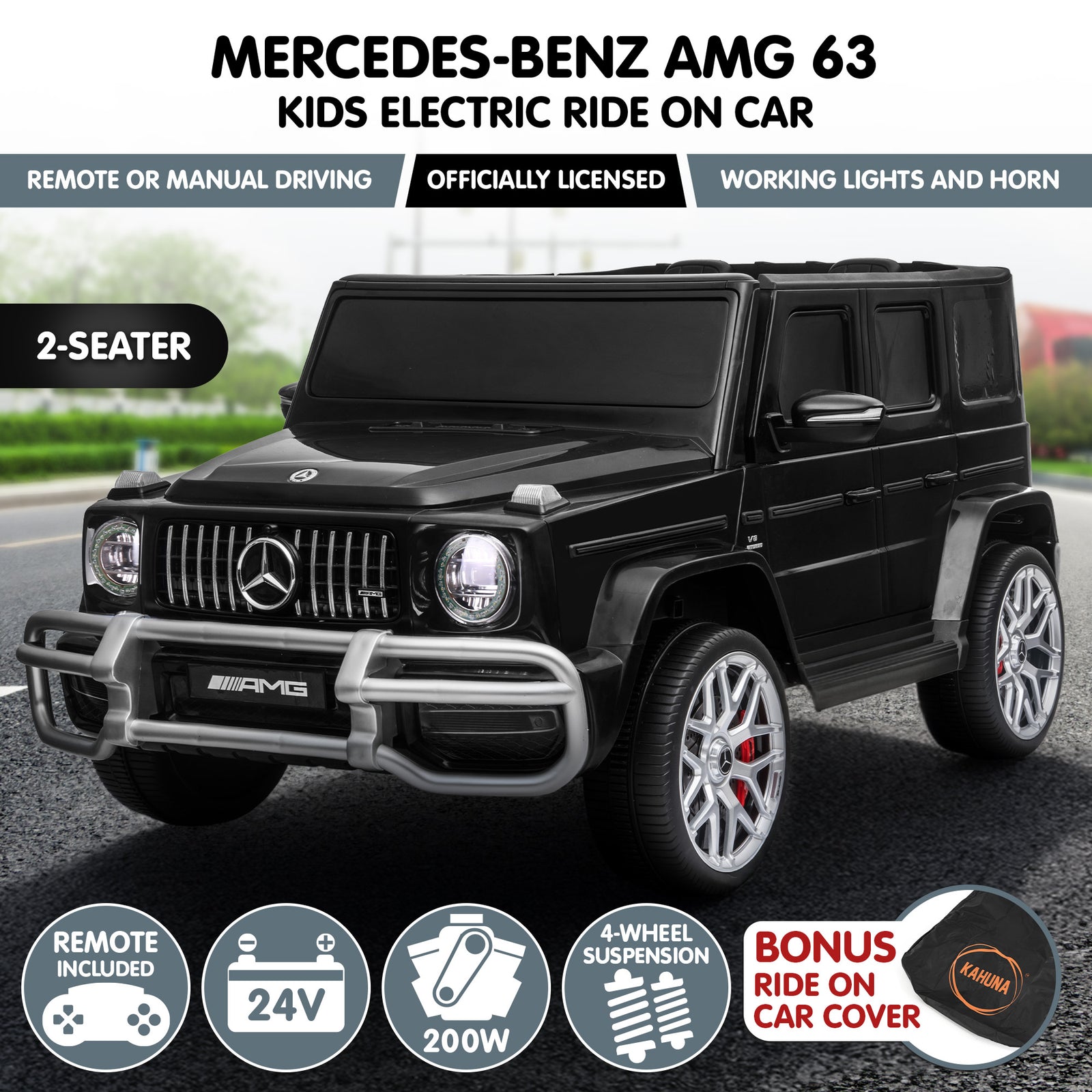 Mercedes Benz AMG G63 Kids Electric Two Seater Ride On Car with Remote Control