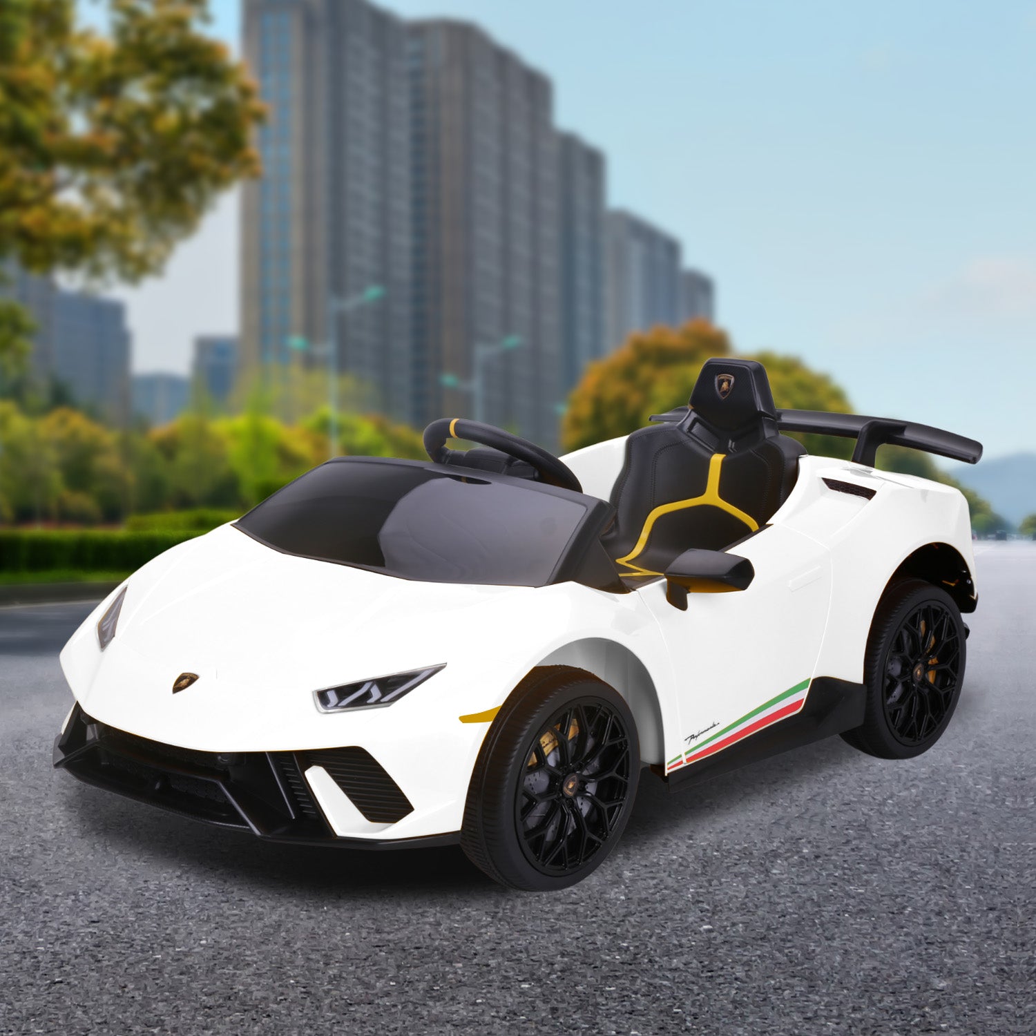 Lamborghini Performante Kids Electric Ride On Car Remote Control by  - White