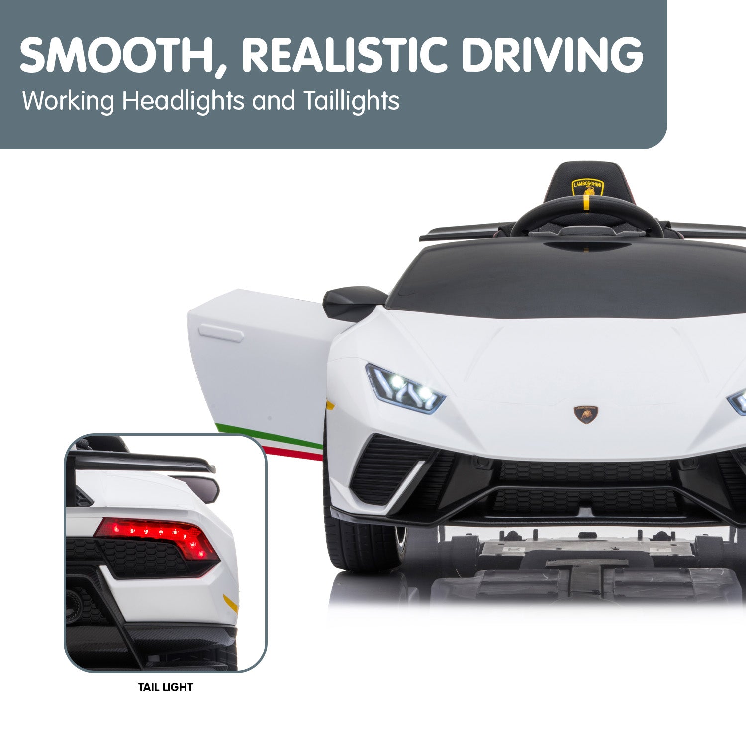 Lamborghini Performante Kids Electric Ride On Car Remote Control by  - White