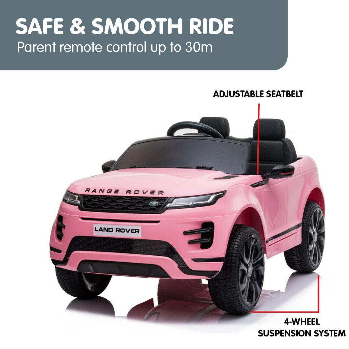 Land Rover Licensed Kids Electric Ride On Car Remote Control - Pink