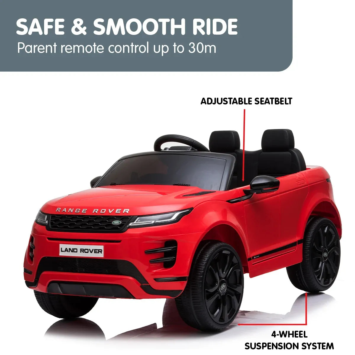 Range Rover Evoque Licensed Kids Ride On Car 12V Electric with Remote - Red