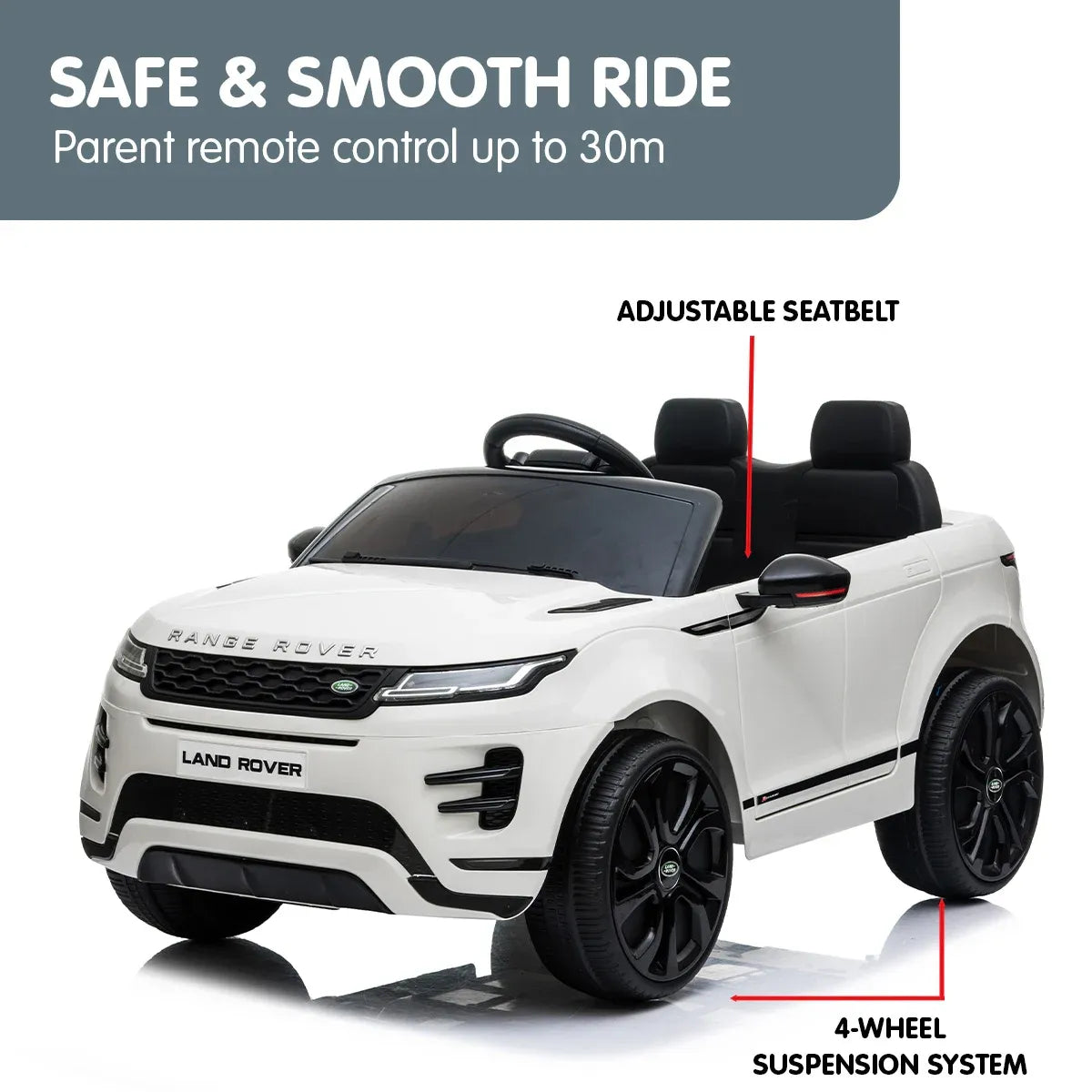 Land Rover Licensed Kids Electric Ride On Car Remote Control - White
