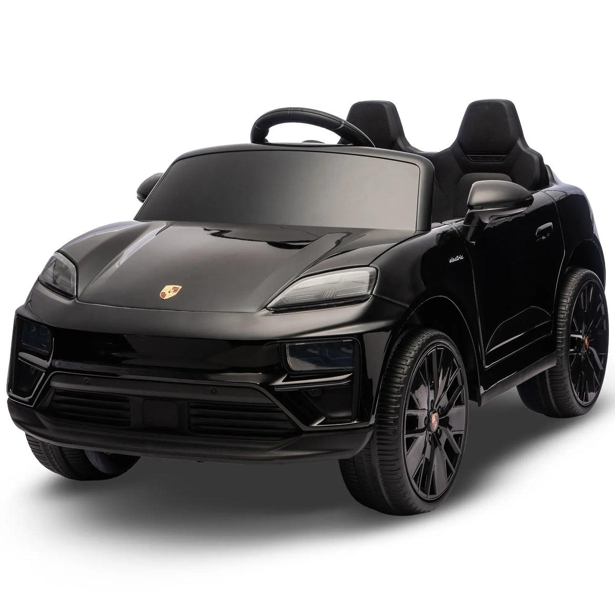 Black Porsche Macan Turbo EV Kids Ride On Car 12V Electric Car