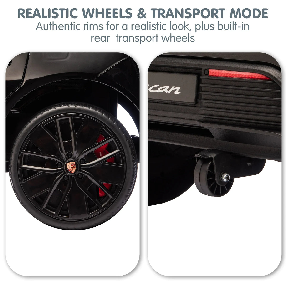 Black Porsche Macan Turbo EV Kids Ride On Car 12V Electric Car