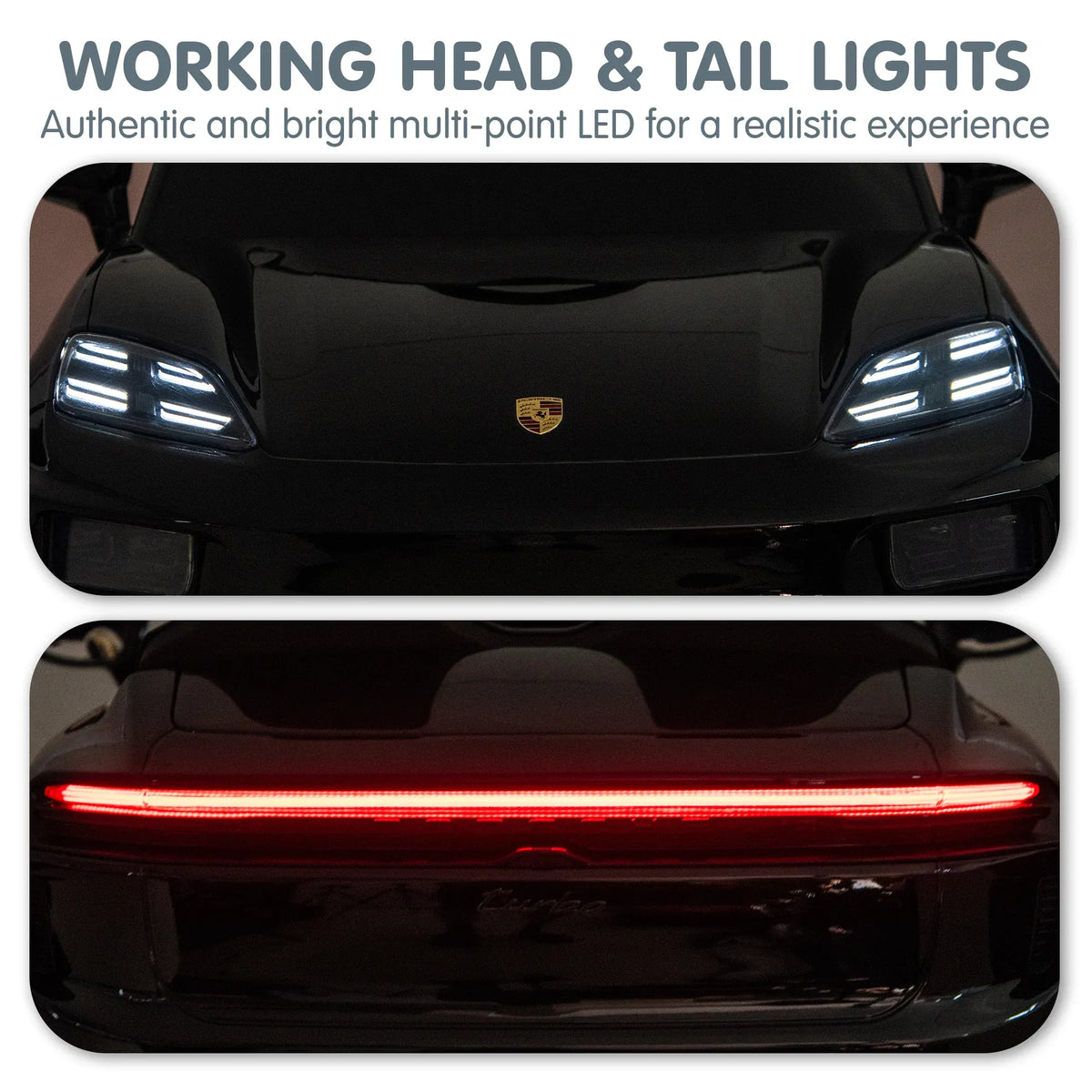 Black Porsche Macan Turbo EV Kids Ride On Car 12V Electric Car