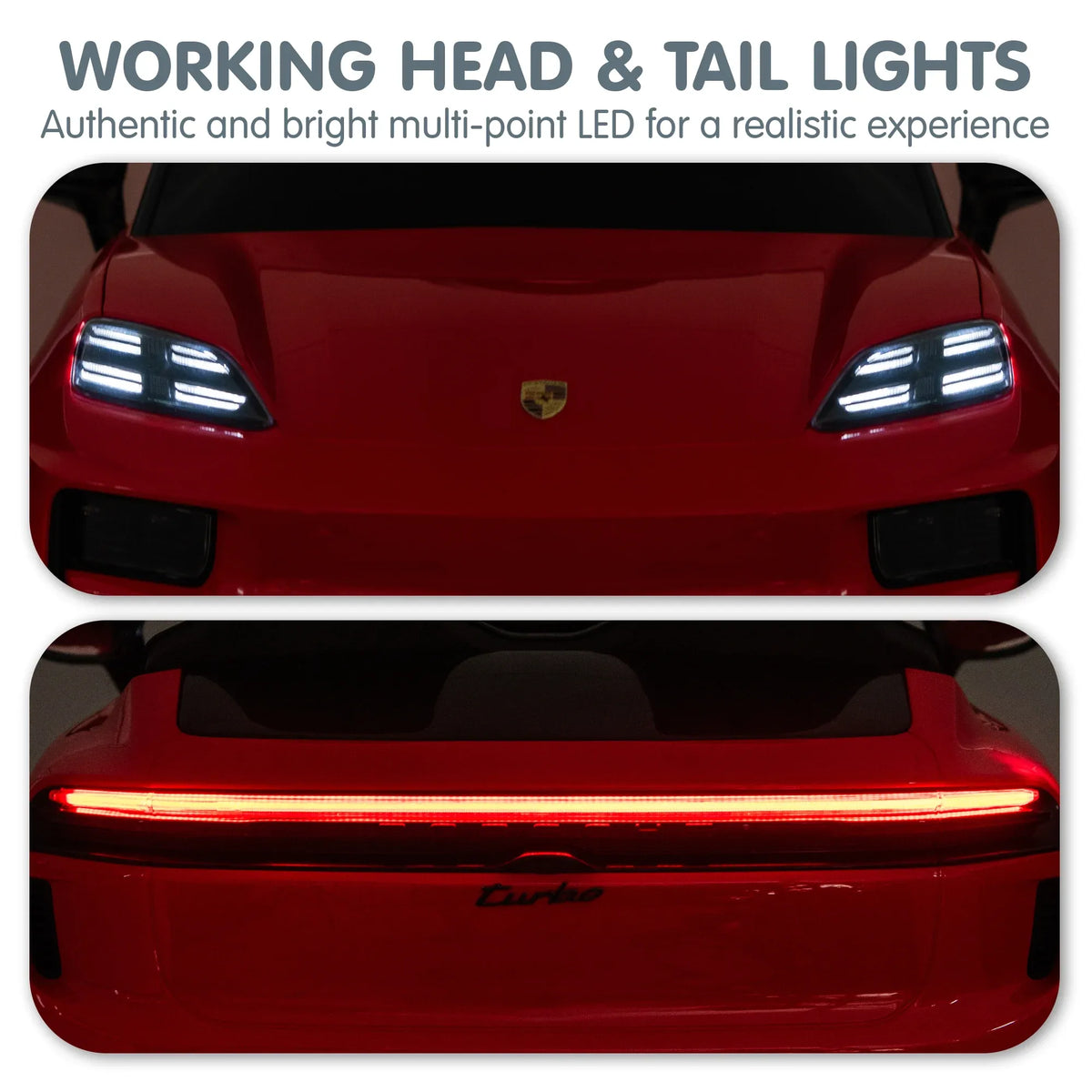Red Porsche Macan Turbo EV Kids Ride On Car 12V Electric Car