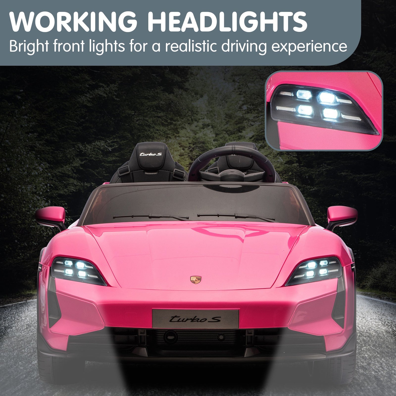 Porsche Taycan Turbo S Kids Electric Ride On Car w/Remote Control 90W Four Wheel Suspension 2 Seater w/Seat Belt