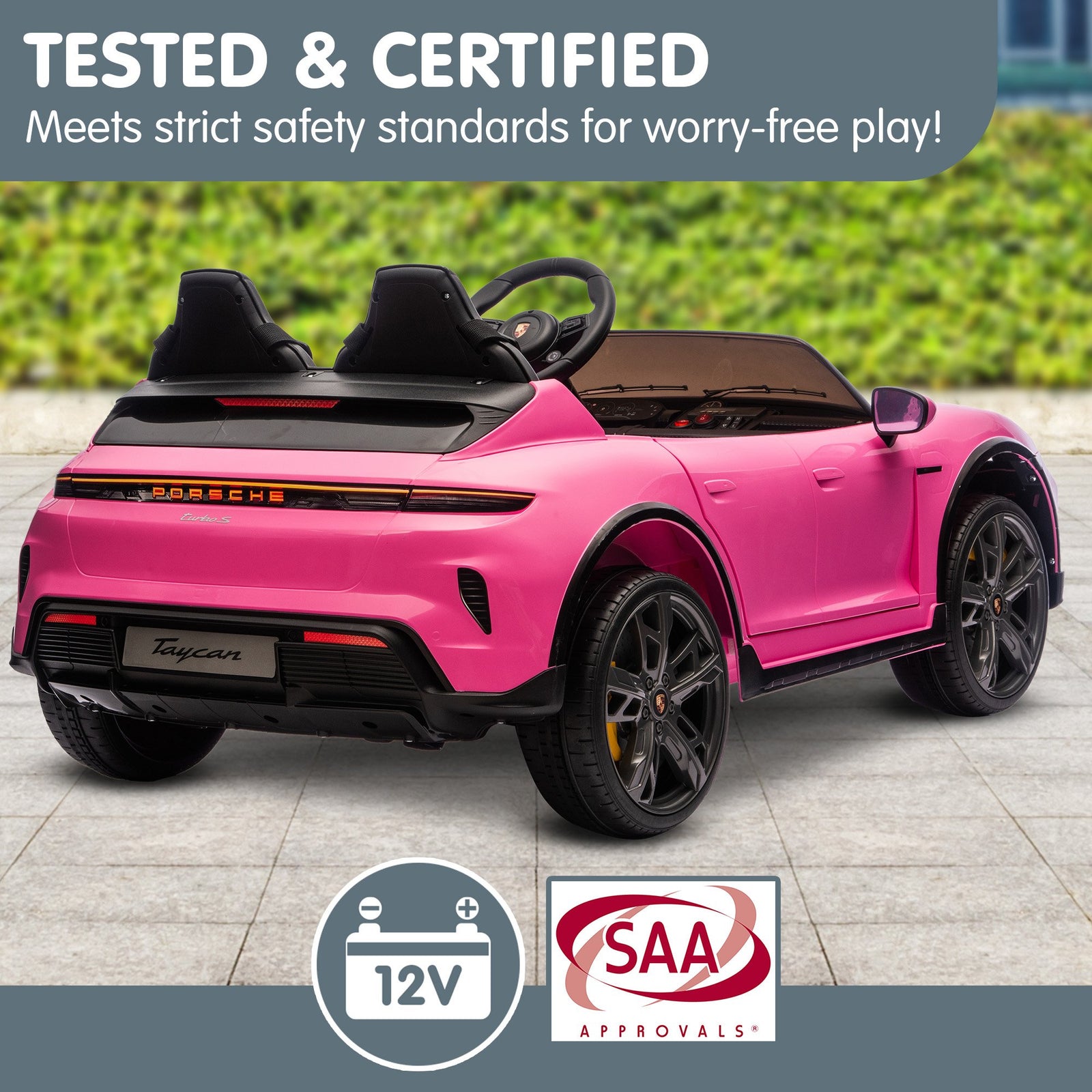 Porsche Taycan Turbo S Kids Electric Ride On Car w/Remote Control 90W Four Wheel Suspension 2 Seater w/Seat Belt