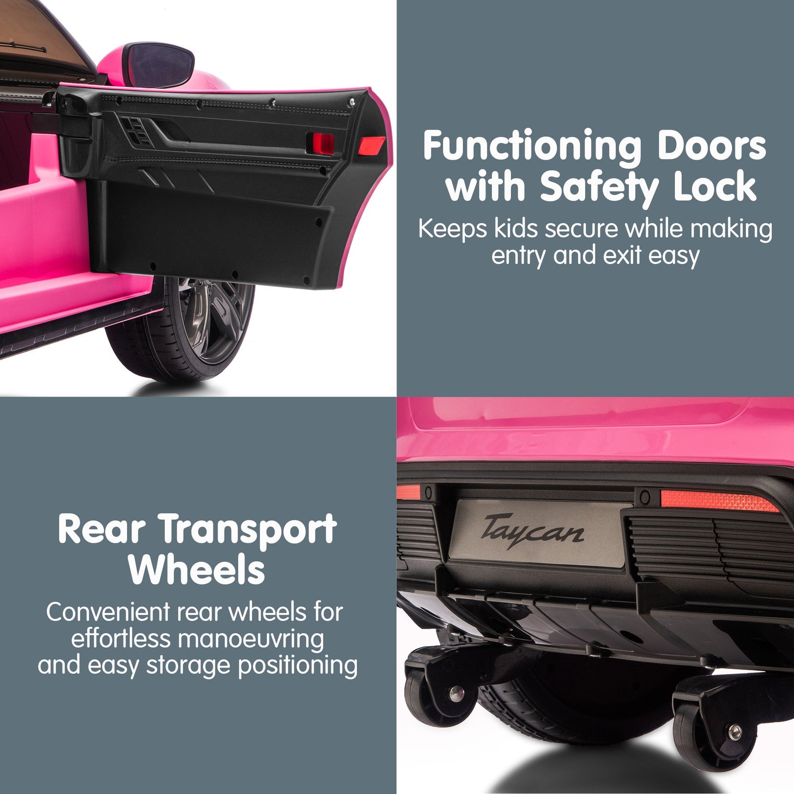 Porsche Taycan Turbo S Kids Electric Ride On Car w/Remote Control 90W Four Wheel Suspension 2 Seater w/Seat Belt