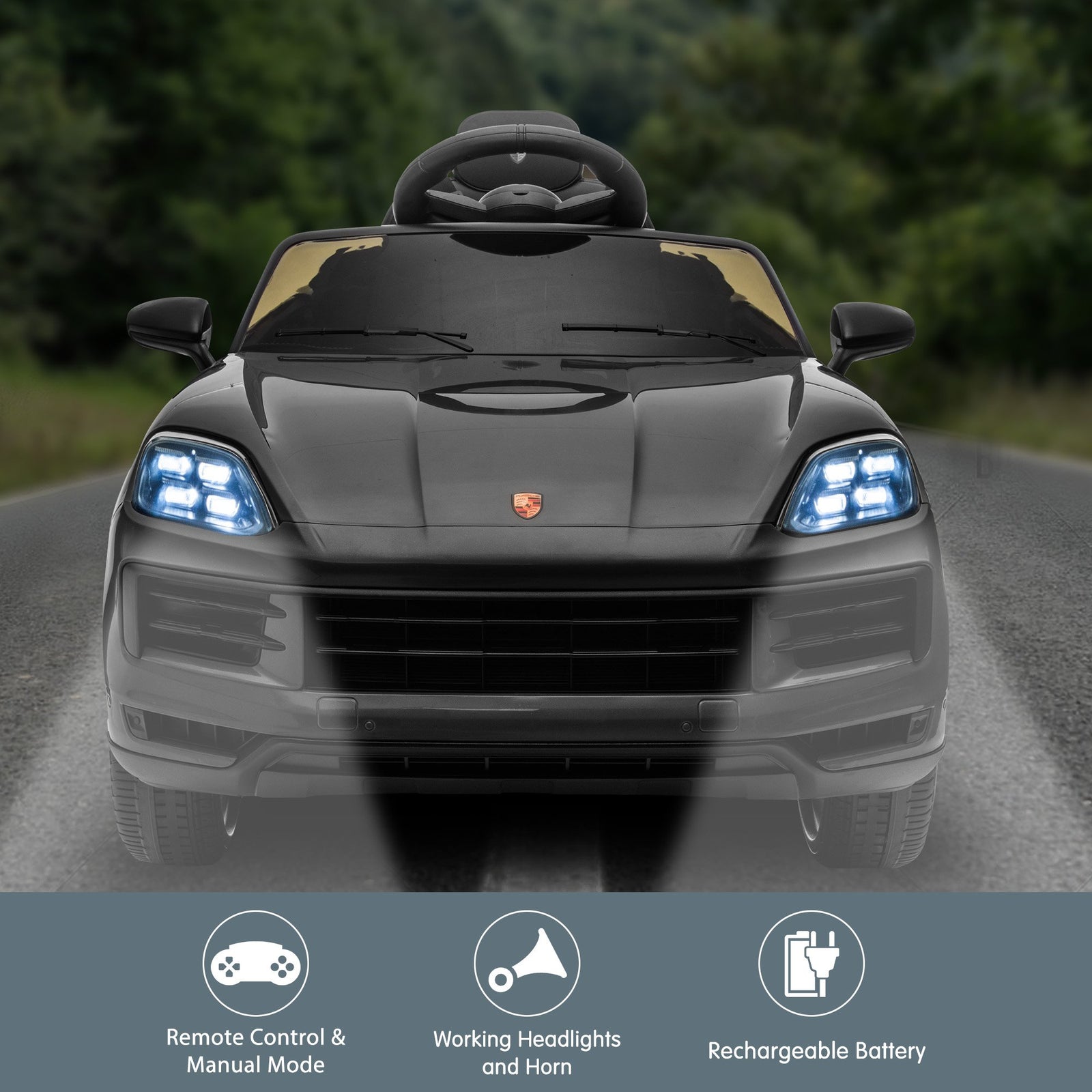 Porsche Cayenne E Hybrid Coupe Licensed Kids Electric Ride On Car w/Remote Control 50W Dual Motors Speed Settings