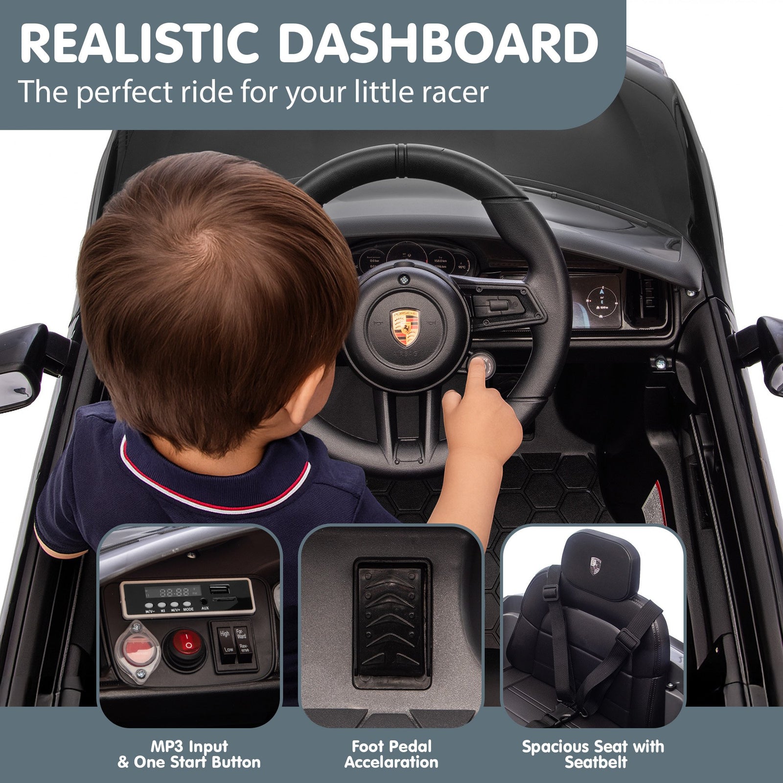 Porsche Cayenne E Hybrid Coupe Licensed Kids Electric Ride On Car w/Remote Control 50W Dual Motors Speed Settings