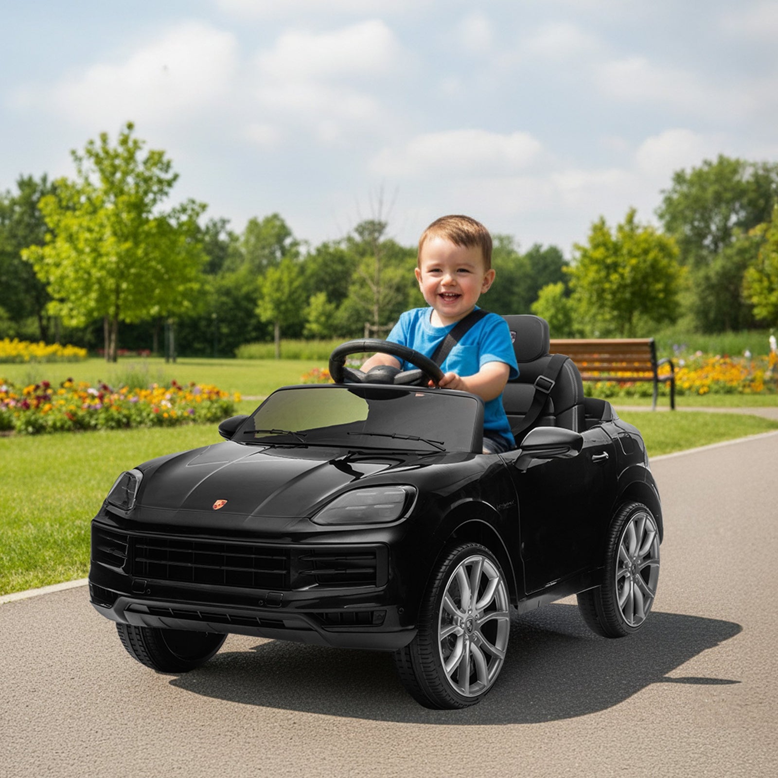 Porsche Cayenne E Hybrid Coupe Licensed Kids Electric Ride On Car w/Remote Control 50W Dual Motors Speed Settings