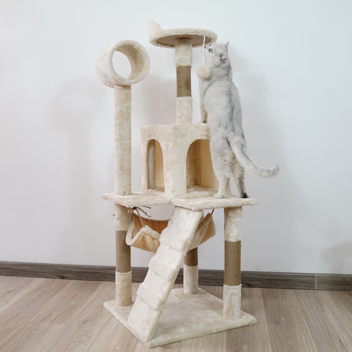 Furtastic 135cm Cat Tree Scratching Post - Beige