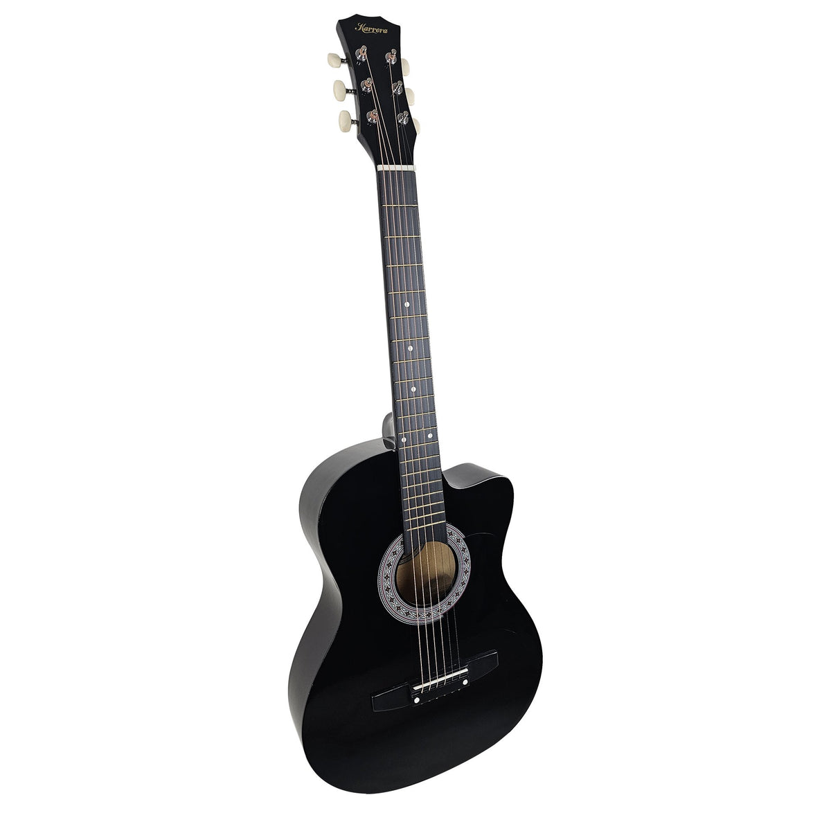 38in Cutaway Acoustic Guitar with Guitar Bag, Black, High-Gloss Finish