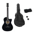 38in Cutaway Acoustic Guitar with Guitar Bag, Black, High-Gloss Finish