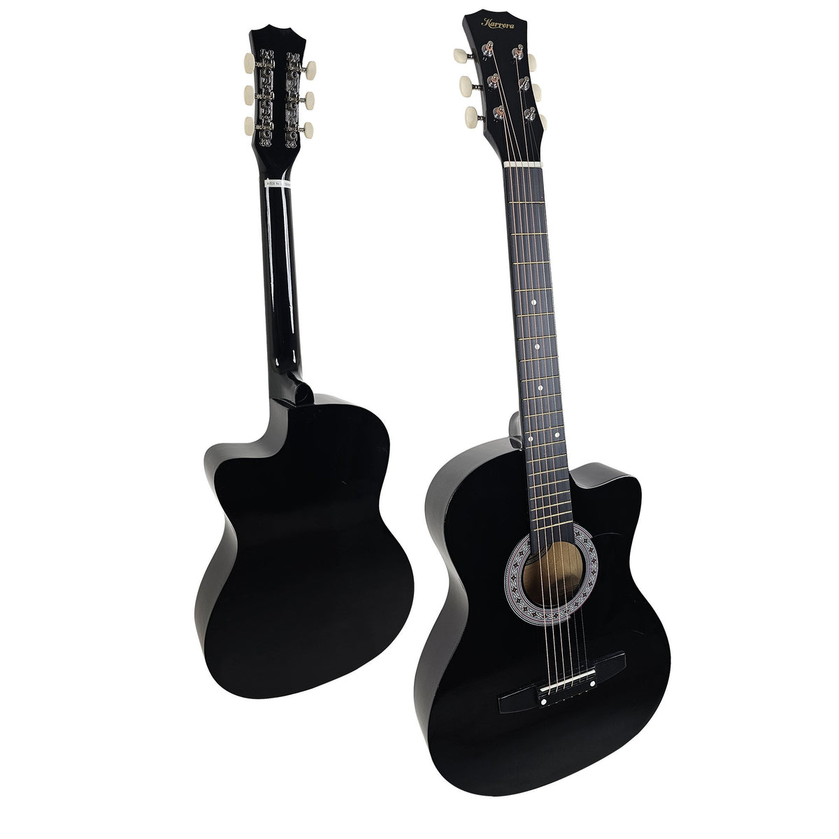 38in Cutaway Acoustic Guitar with Guitar Bag, Black, High-Gloss Finish