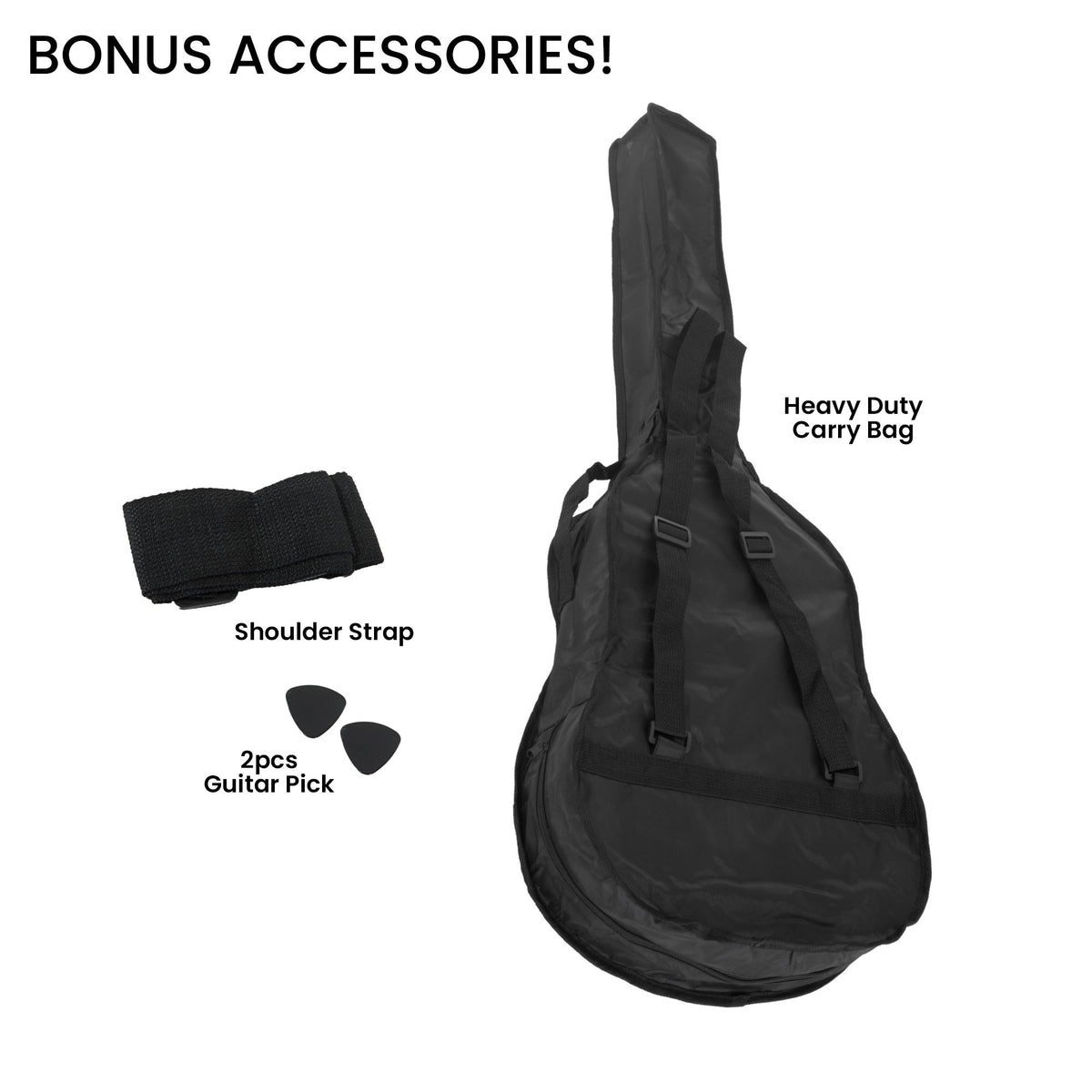 38in Cutaway Acoustic Guitar with Guitar Bag, Black, High-Gloss Finish