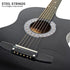 38in Cutaway Acoustic Guitar with Guitar Bag, Black, High-Gloss Finish