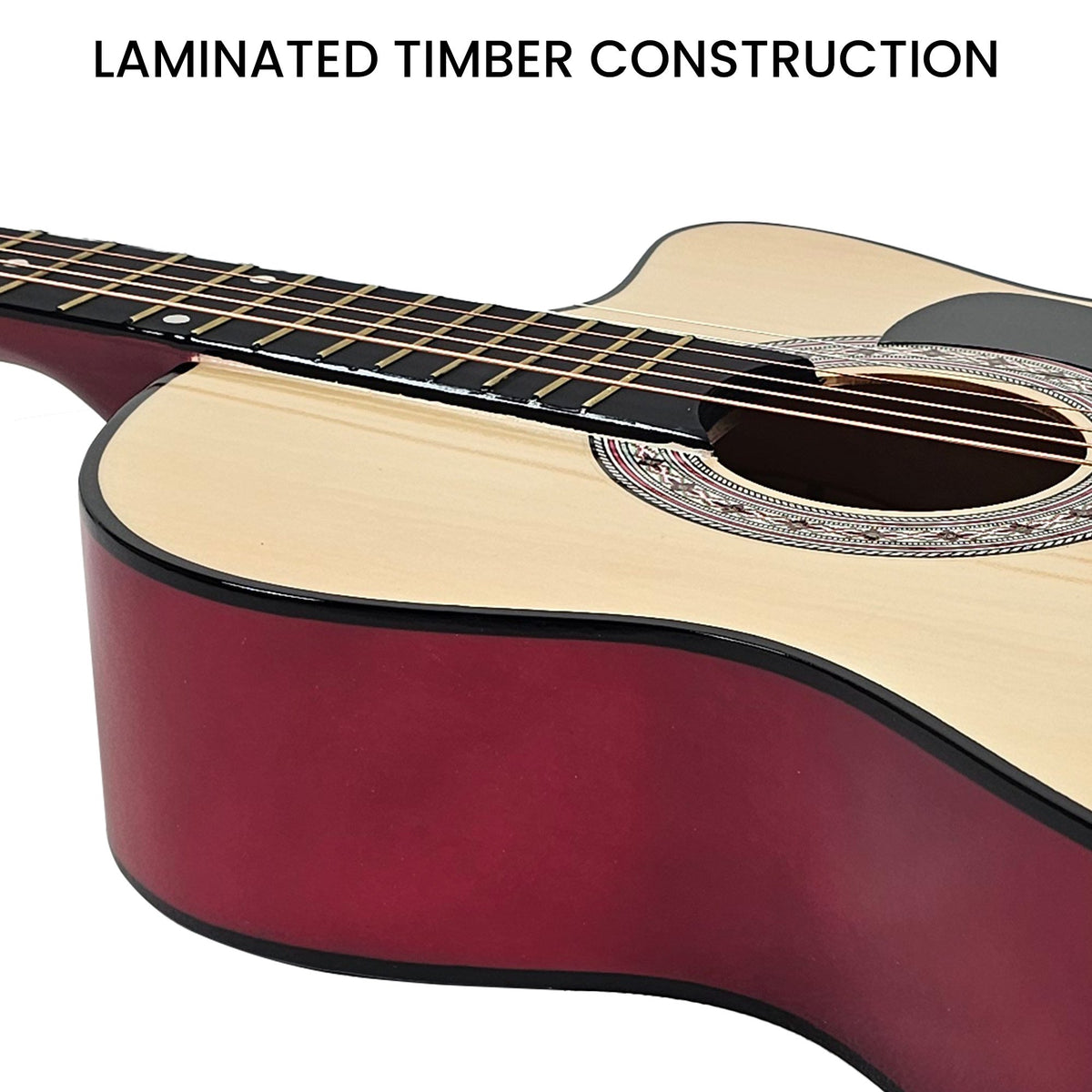 38-Inch Cutaway Acoustic Guitar with Carry Bag, Natural Finish
