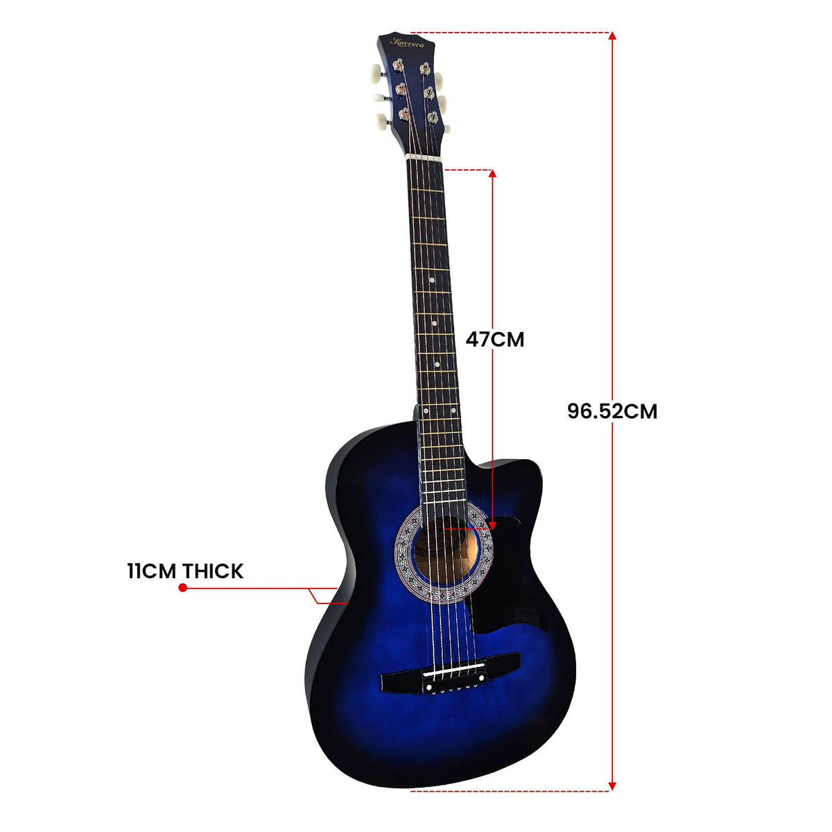 38in Pro Cutaway Acoustic Guitar with Bag Strings - Blue Burst