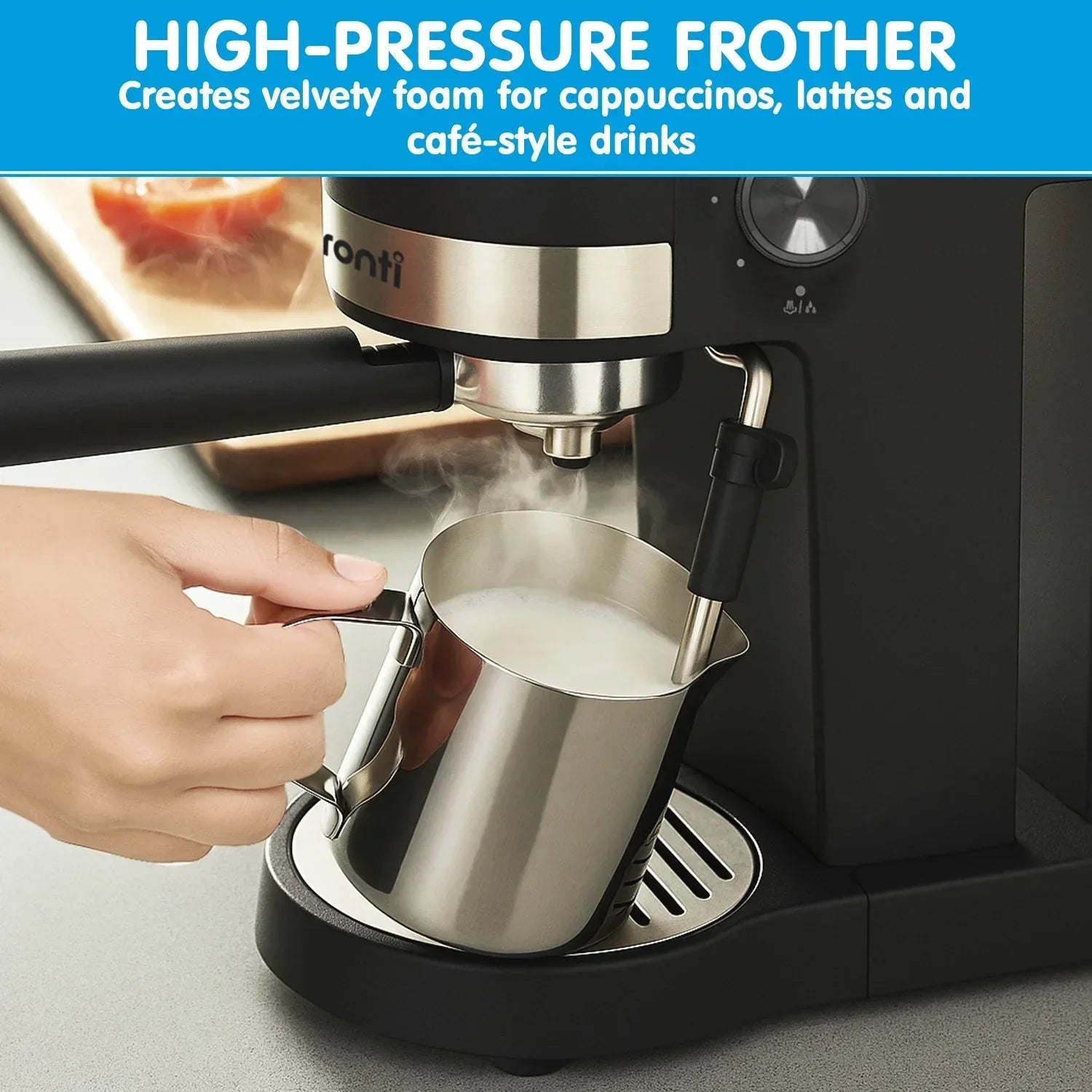 CM-850D Coffee Machine 20 Bar Espresso Maker with Milk Frother and 1.25L Tank
