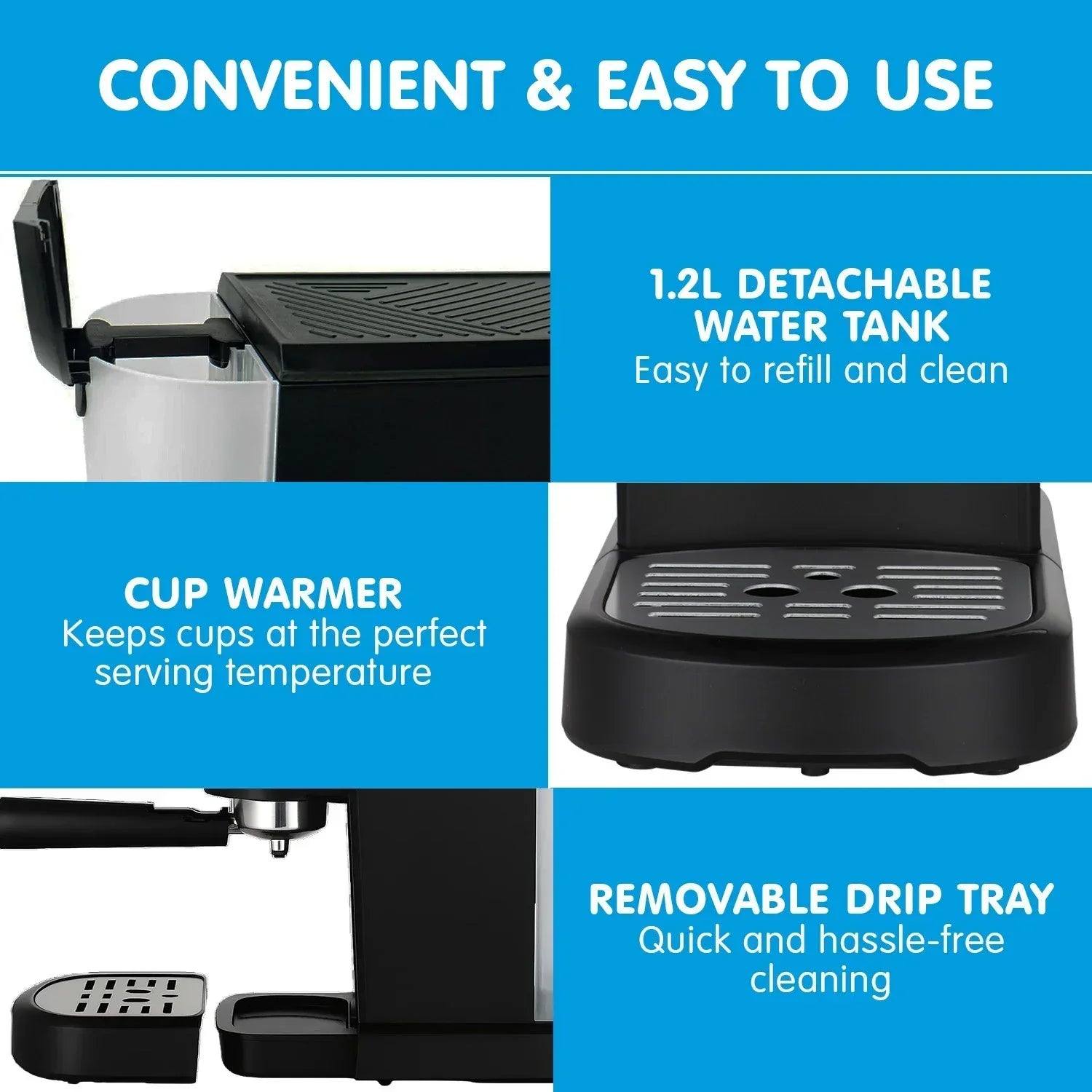 CM-850D Coffee Machine 20 Bar Espresso Maker with Milk Frother and 1.25L Tank